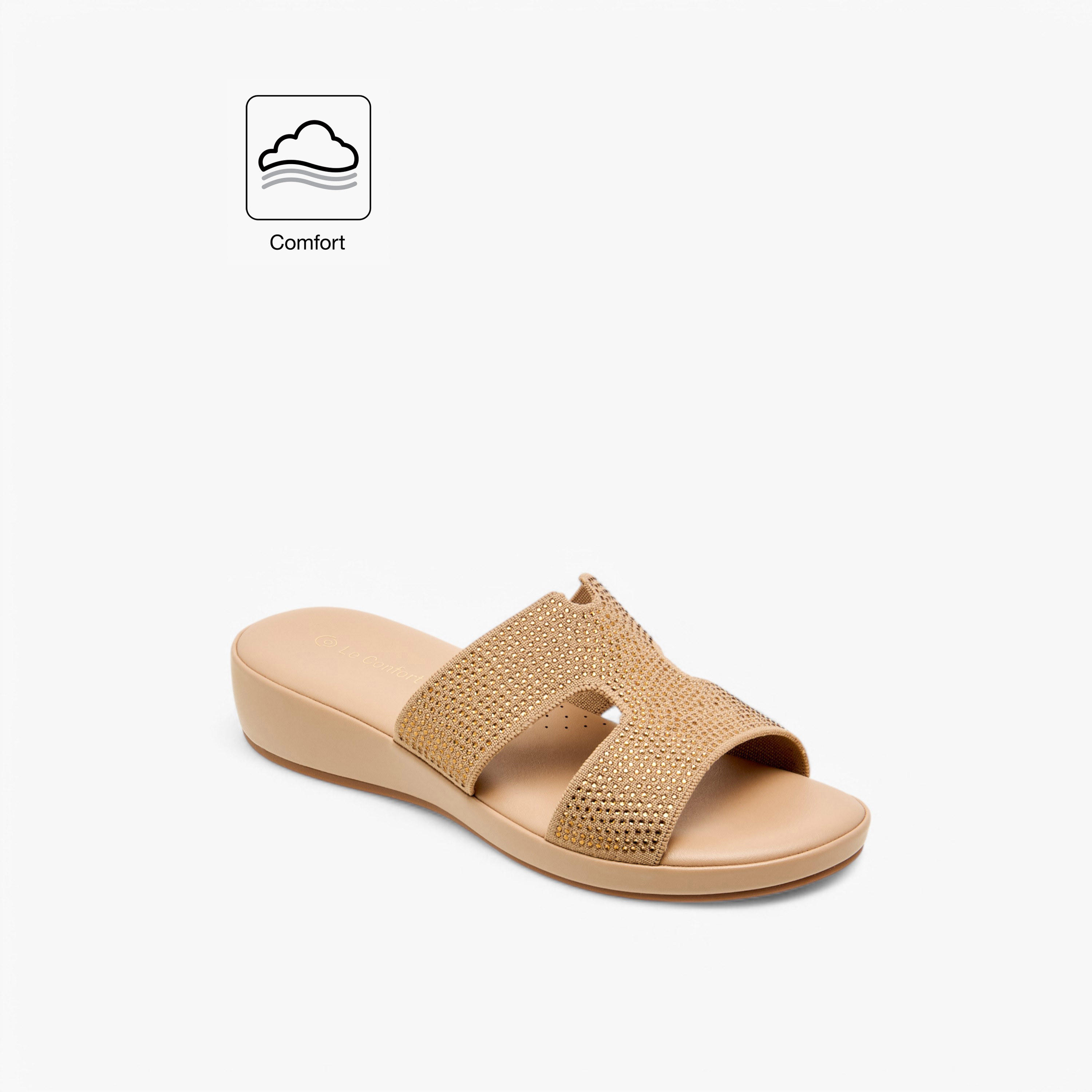 صندل مريح سهل الارتداء مزين بحجر الراين من لو كونفورت-women-shoes-flats-sandals-image-2