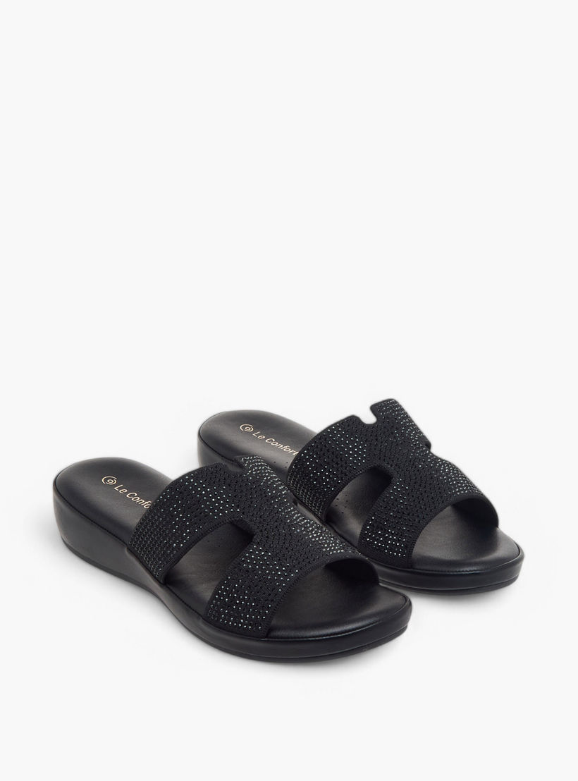 صندل مريح سهل الارتداء مزين بحجر الراين من لو كونفورت-women-shoes-flats-sandals-image-1