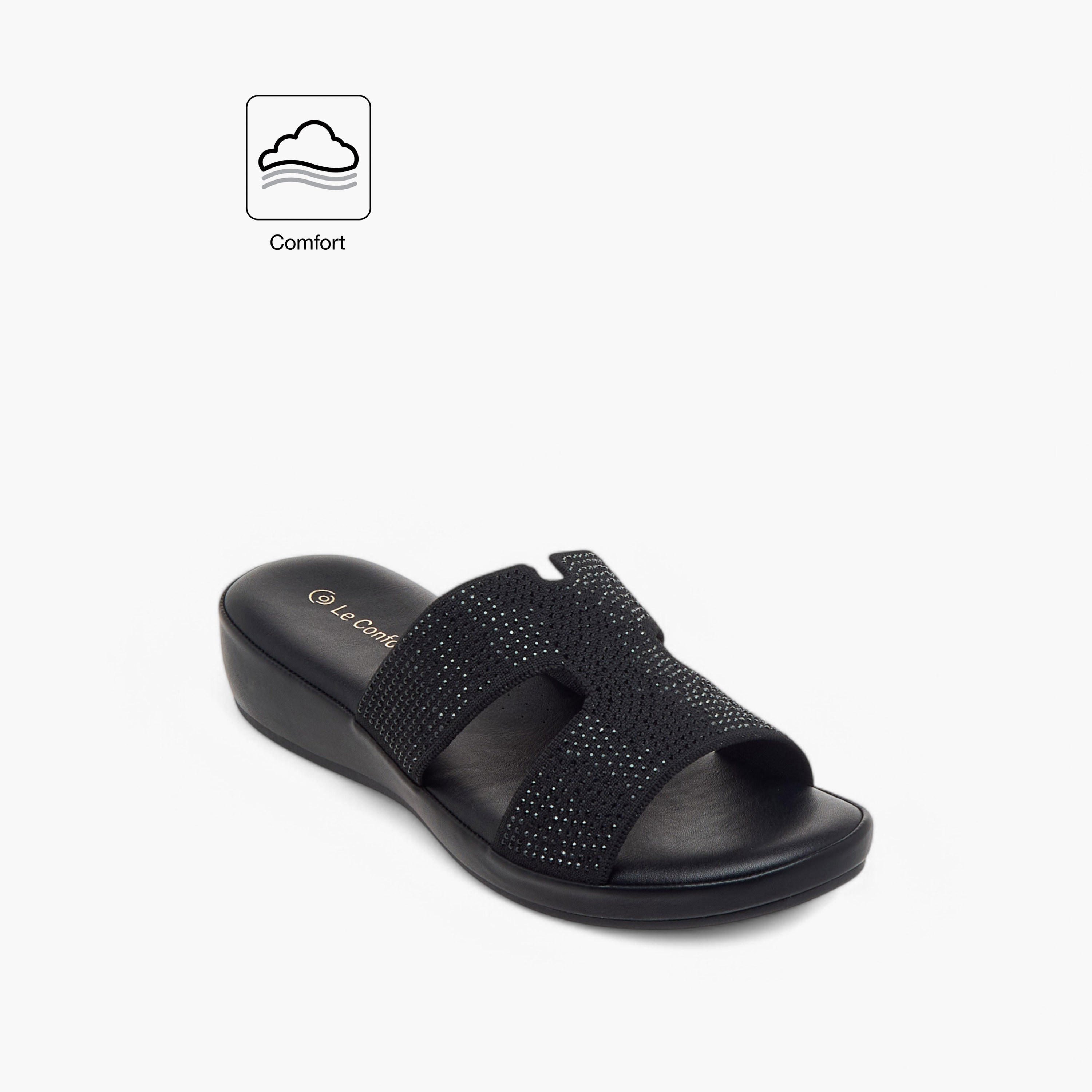 صندل مريح سهل الارتداء مزين بحجر الراين من لو كونفورت-women-shoes-flats-sandals-image-2