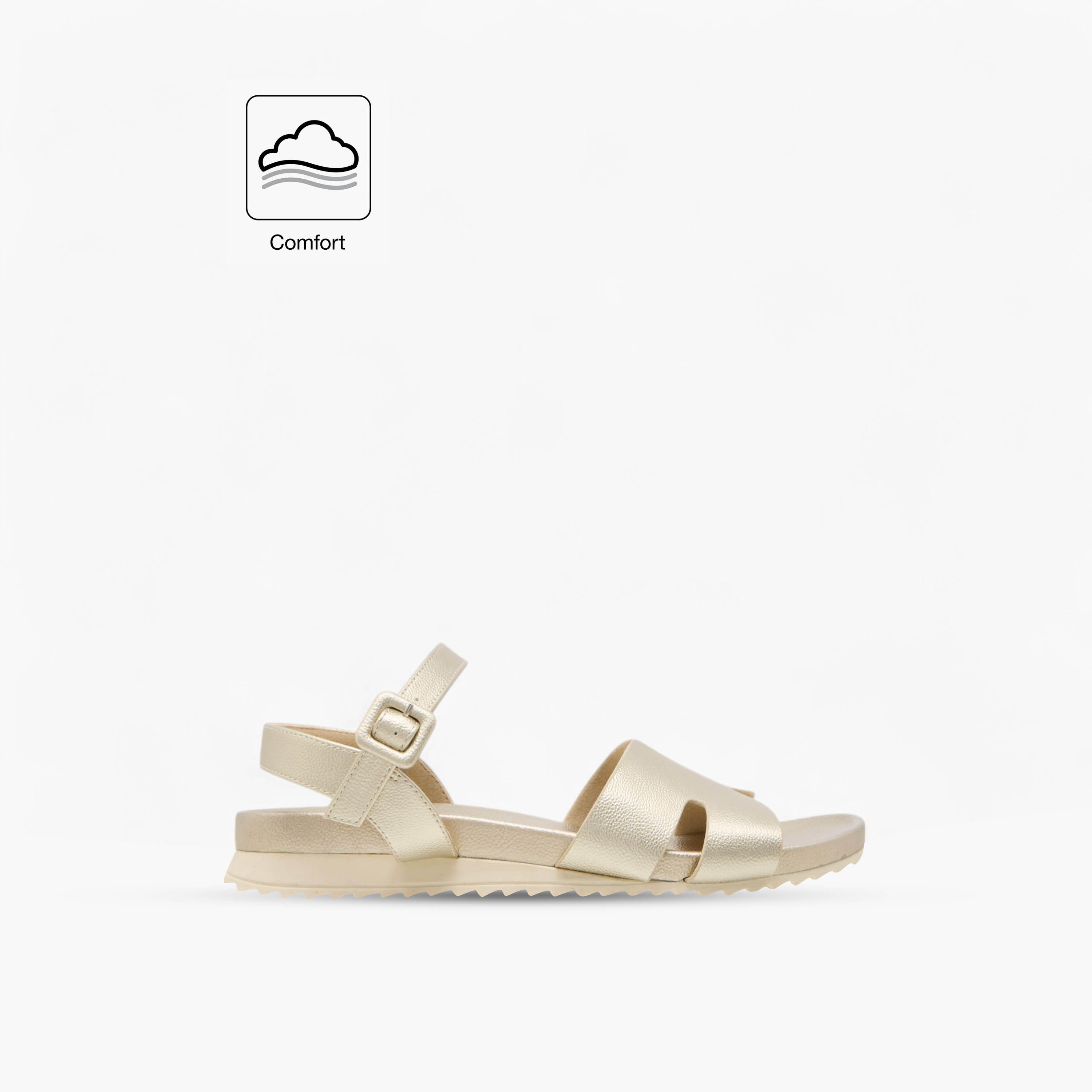 Le Confort Textured Comfort Sandals with Pin Buckle Closure-women-shoes-flats-sandals-image-2