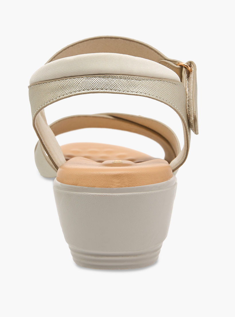 Le Confort Textured Cross Strap Comfort Sandals with Hook and Loop Closure-women-shoes-sandals-heeled-image-4