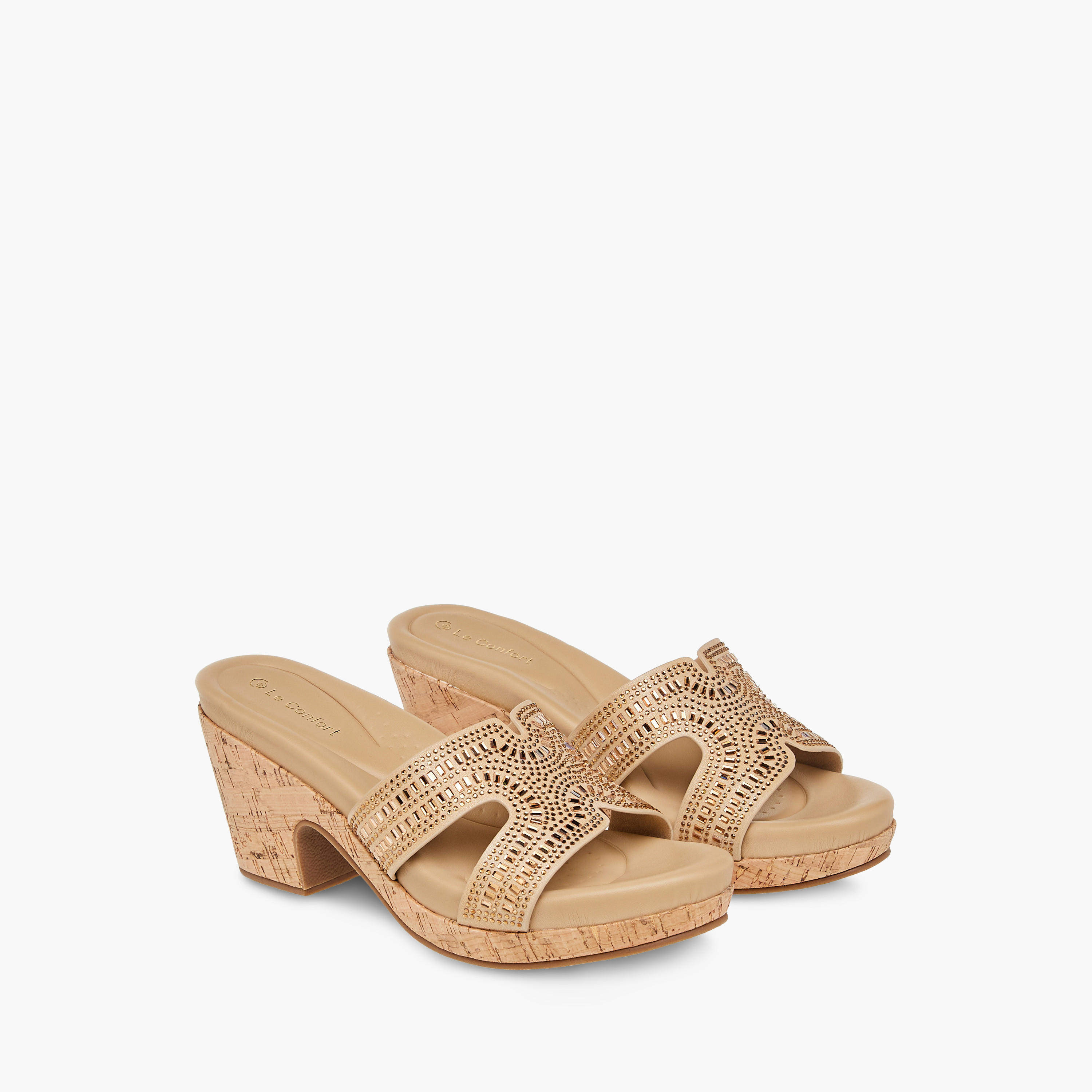 صندل مريح سهل الارتداء بكعب سميك وتزيينات حجر من لو كونفورت-women-shoes-sandals-heeled-image-1