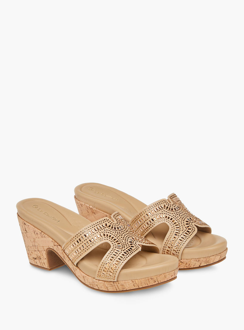 صندل مريح سهل الارتداء بكعب سميك وتزيينات حجر من لو كونفورت-women-shoes-sandals-heeled-image-1