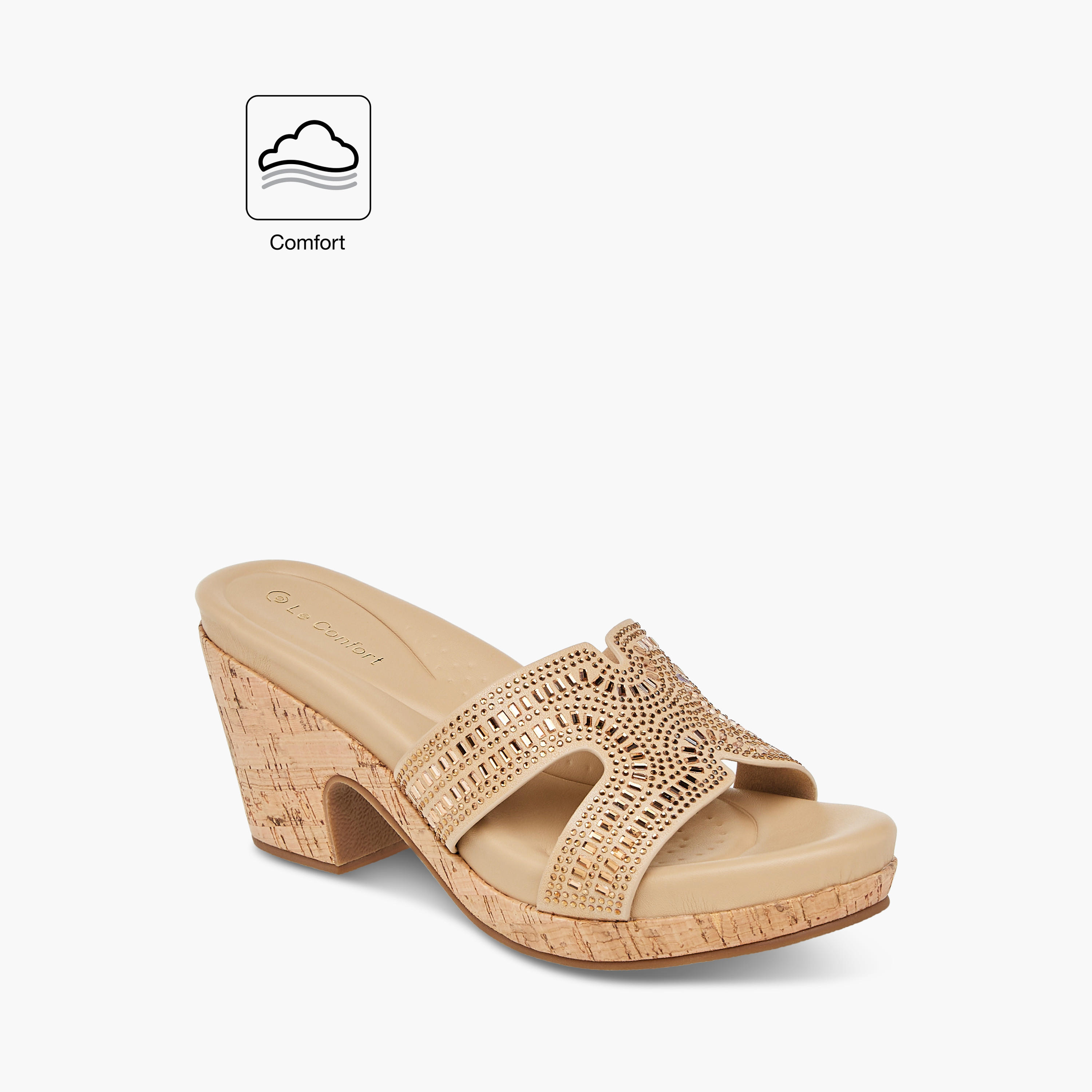 صندل مريح سهل الارتداء بكعب سميك وتزيينات حجر من لو كونفورت-women-shoes-sandals-heeled-image-2