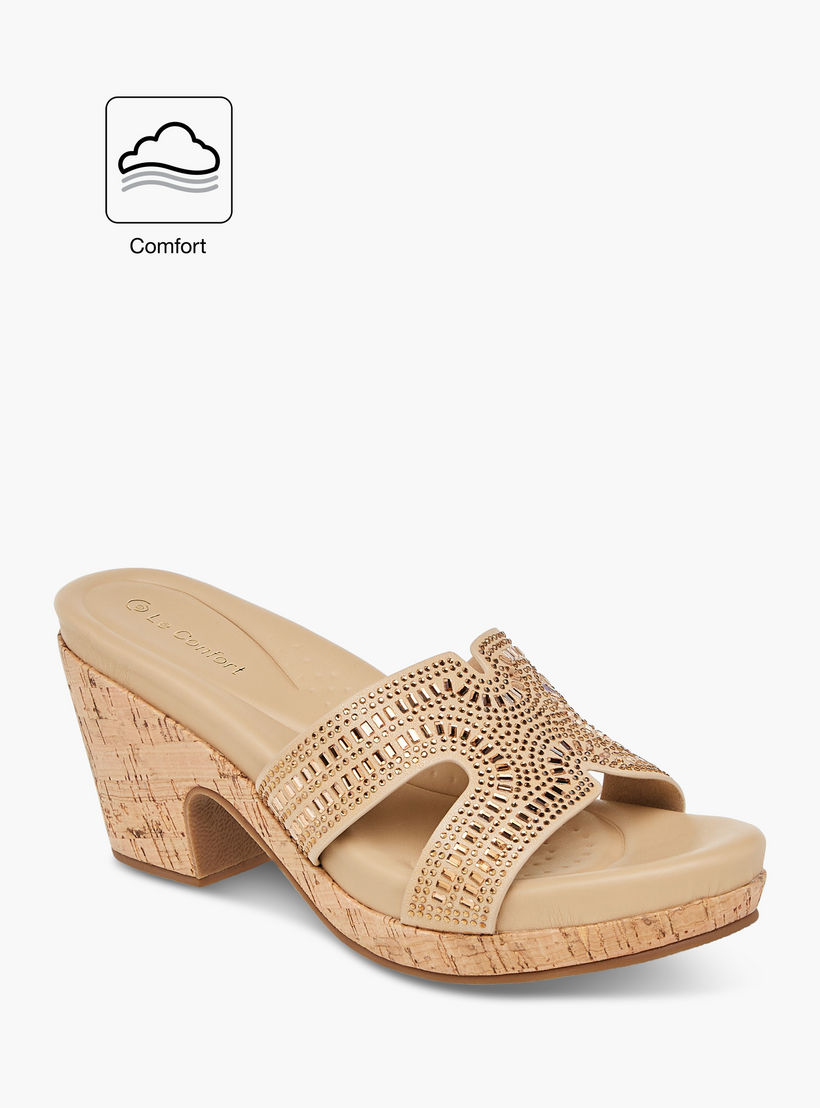 صندل مريح سهل الارتداء بكعب سميك وتزيينات حجر من لو كونفورت-women-shoes-sandals-heeled-image-2