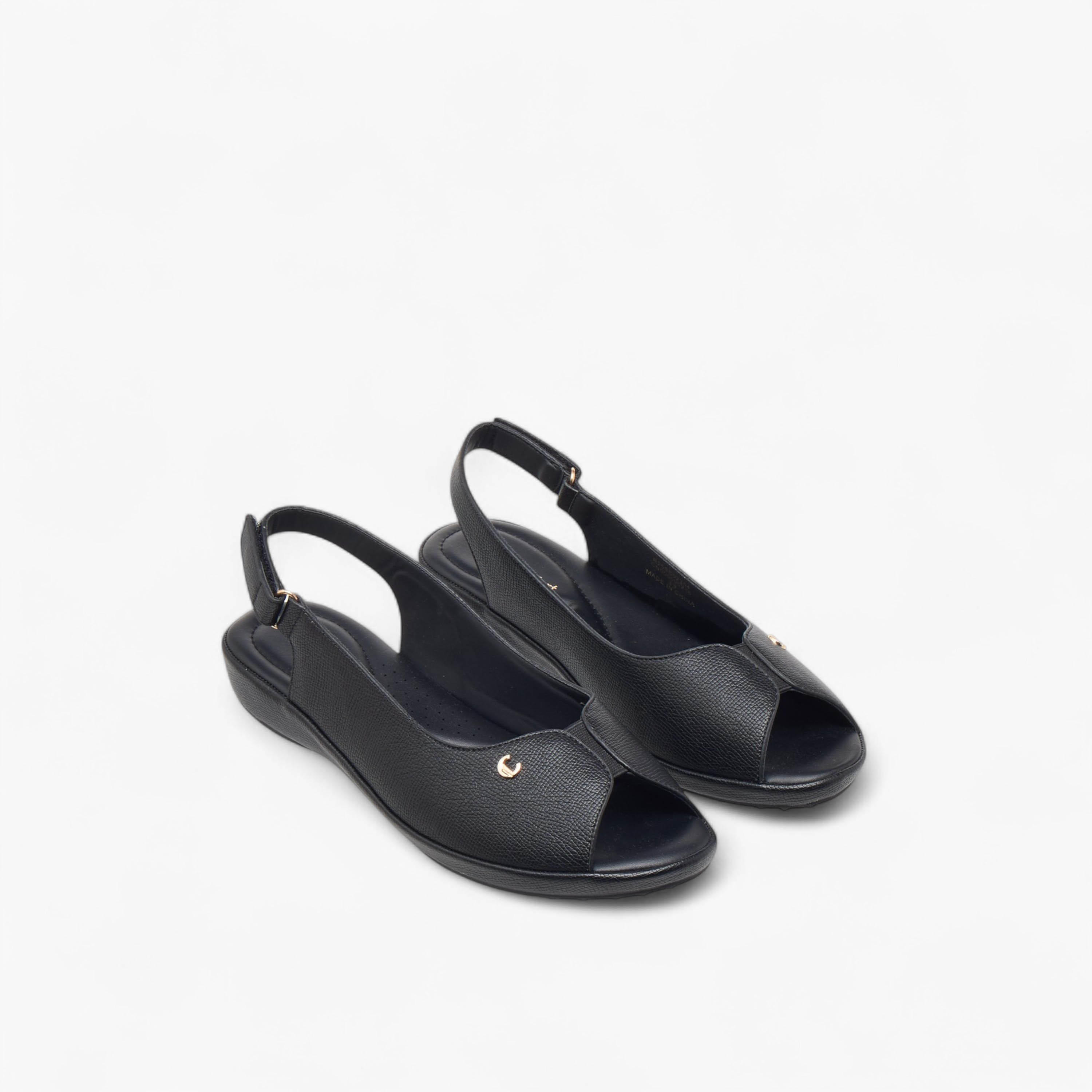 Le Confort Textured Open Toe Slingback Sandals-women-shoes-flats-sandals-image-1