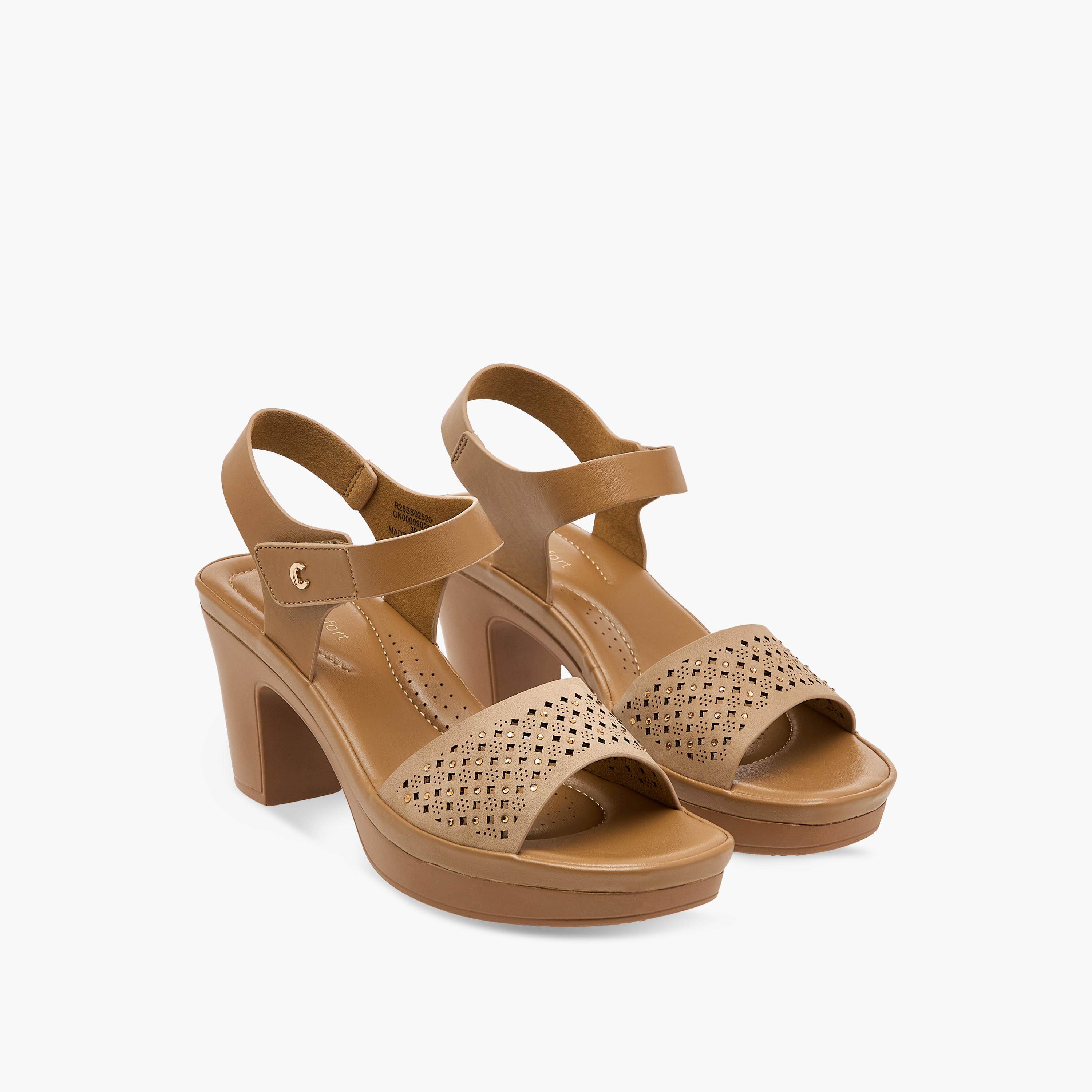 Le Confort Laser Cut Strap Comfort Sandals with Block Heels-women-shoes-sandals-heeled-image-2