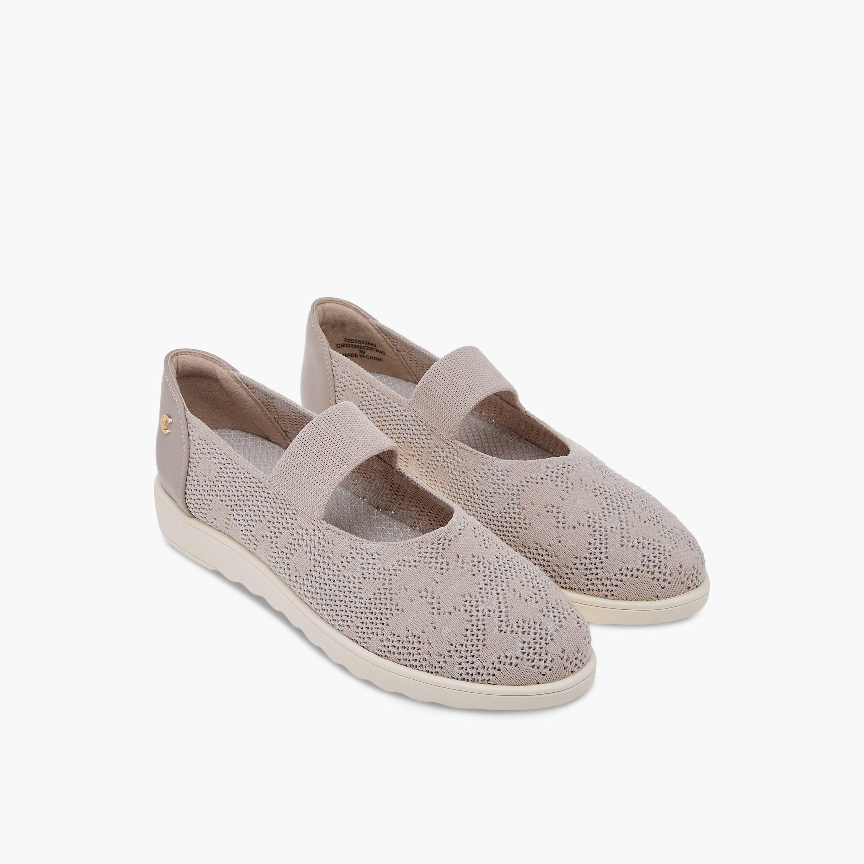 حذاء فلاينيت مريح بارز الملمس بحزام مطاطي من لو كونفورت-women-shoes-flats-ballerinas-image-1