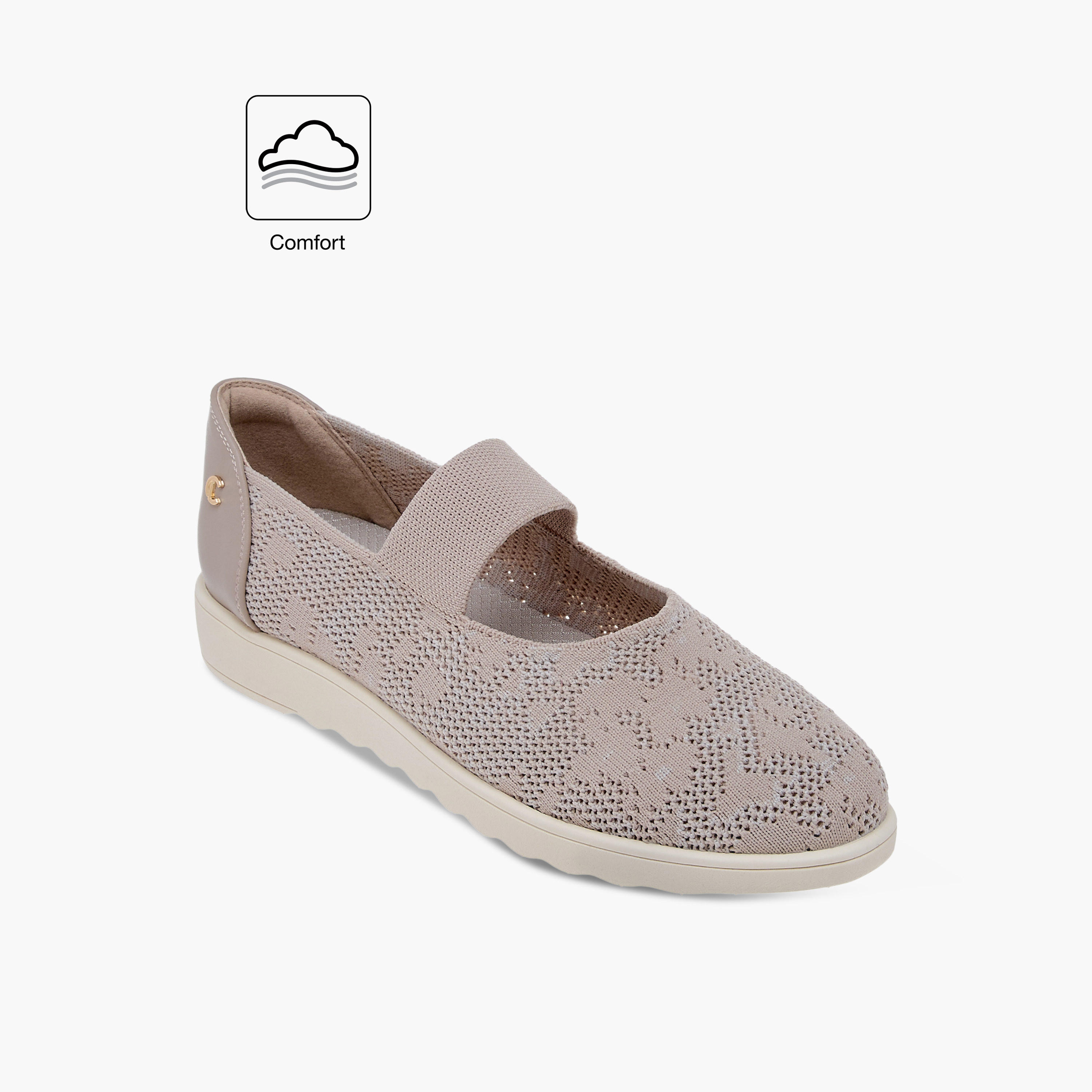 حذاء فلاينيت مريح بارز الملمس بحزام مطاطي من لو كونفورت-women-shoes-flats-ballerinas-image-2