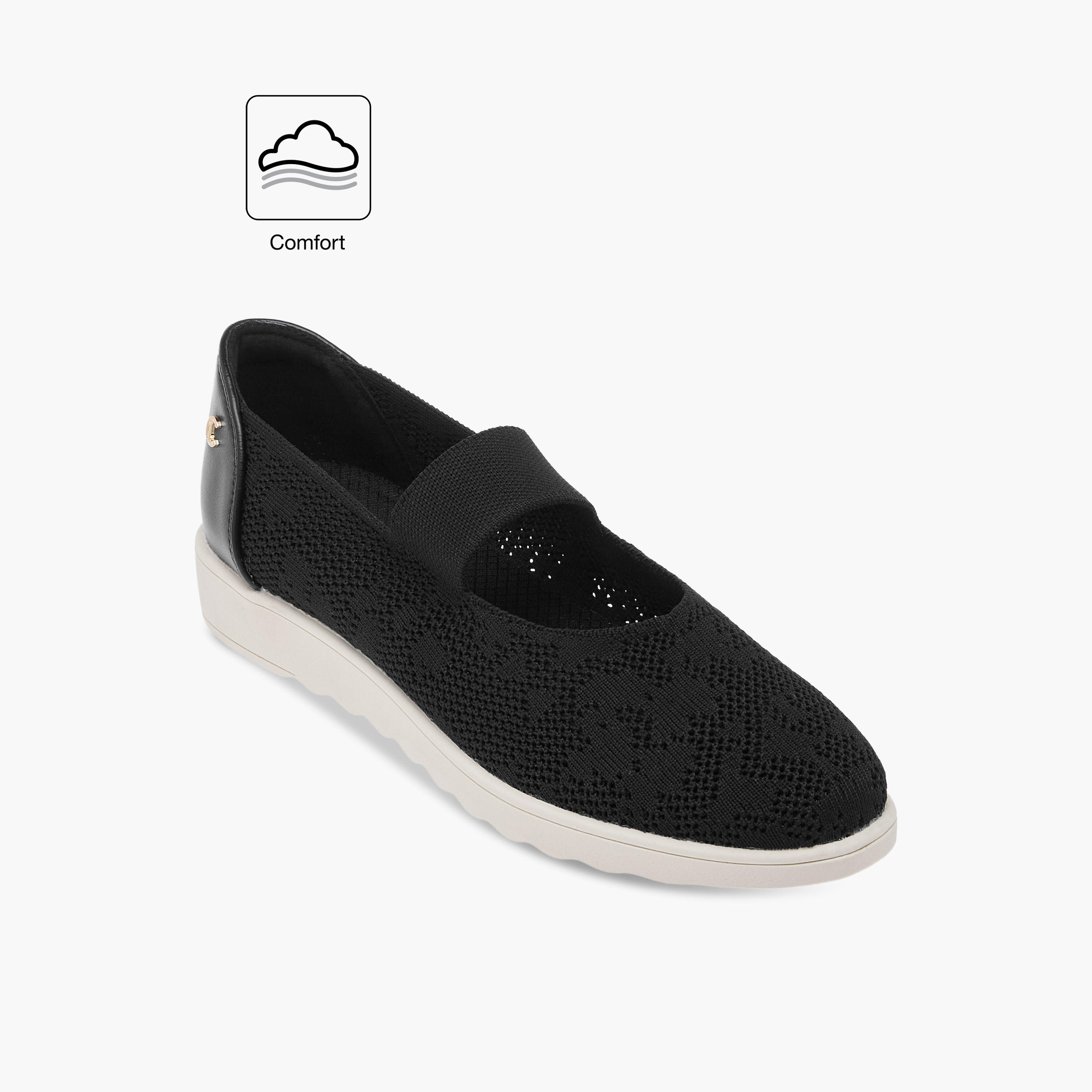 حذاء فلاينيت مريح بارز الملمس بحزام مطاطي من لو كونفورت-women-shoes-flats-ballerinas-image-7