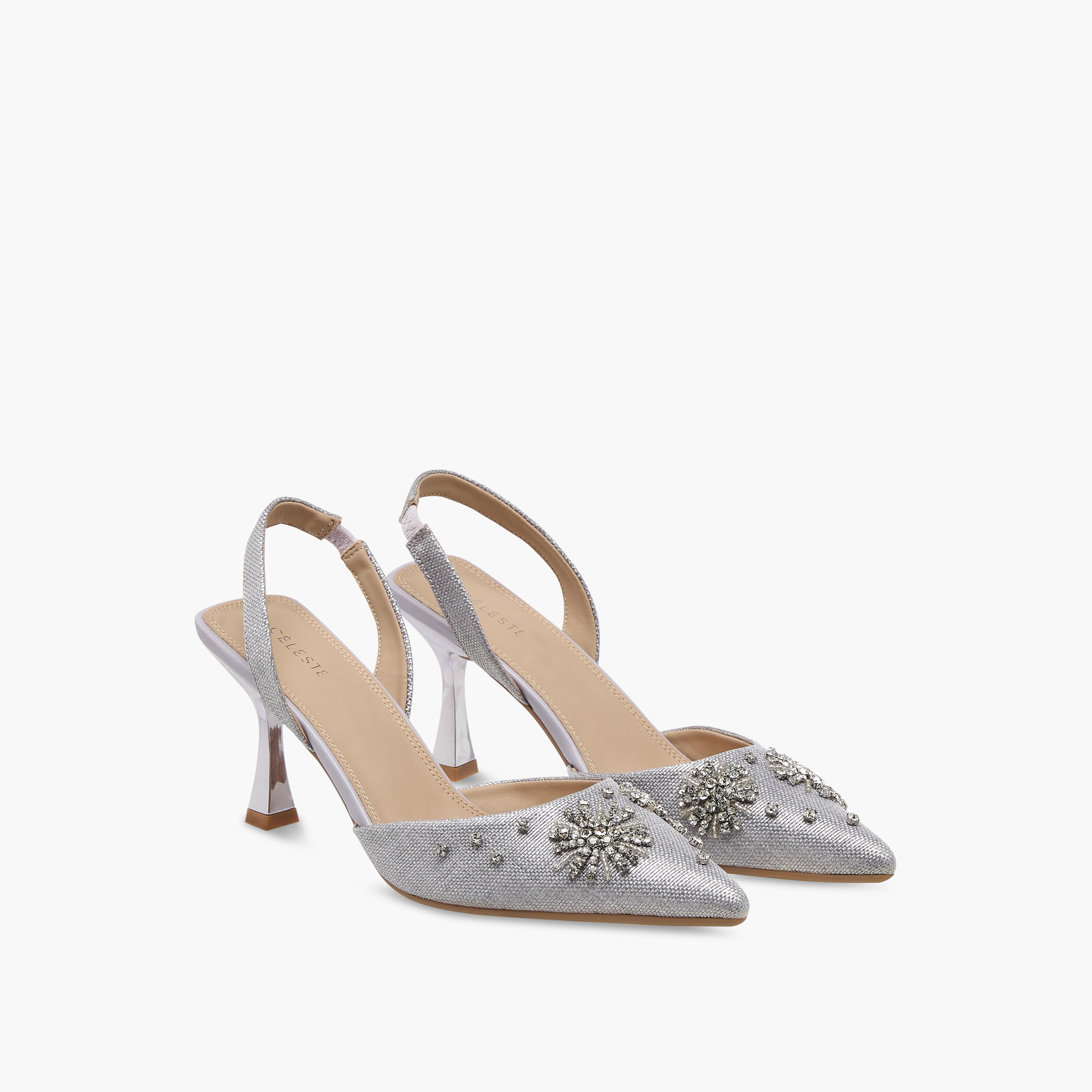 Celeste Embellished Pointed Toe Slingback Shoes with Kitten Heels-women-shoes-heels-image-1
