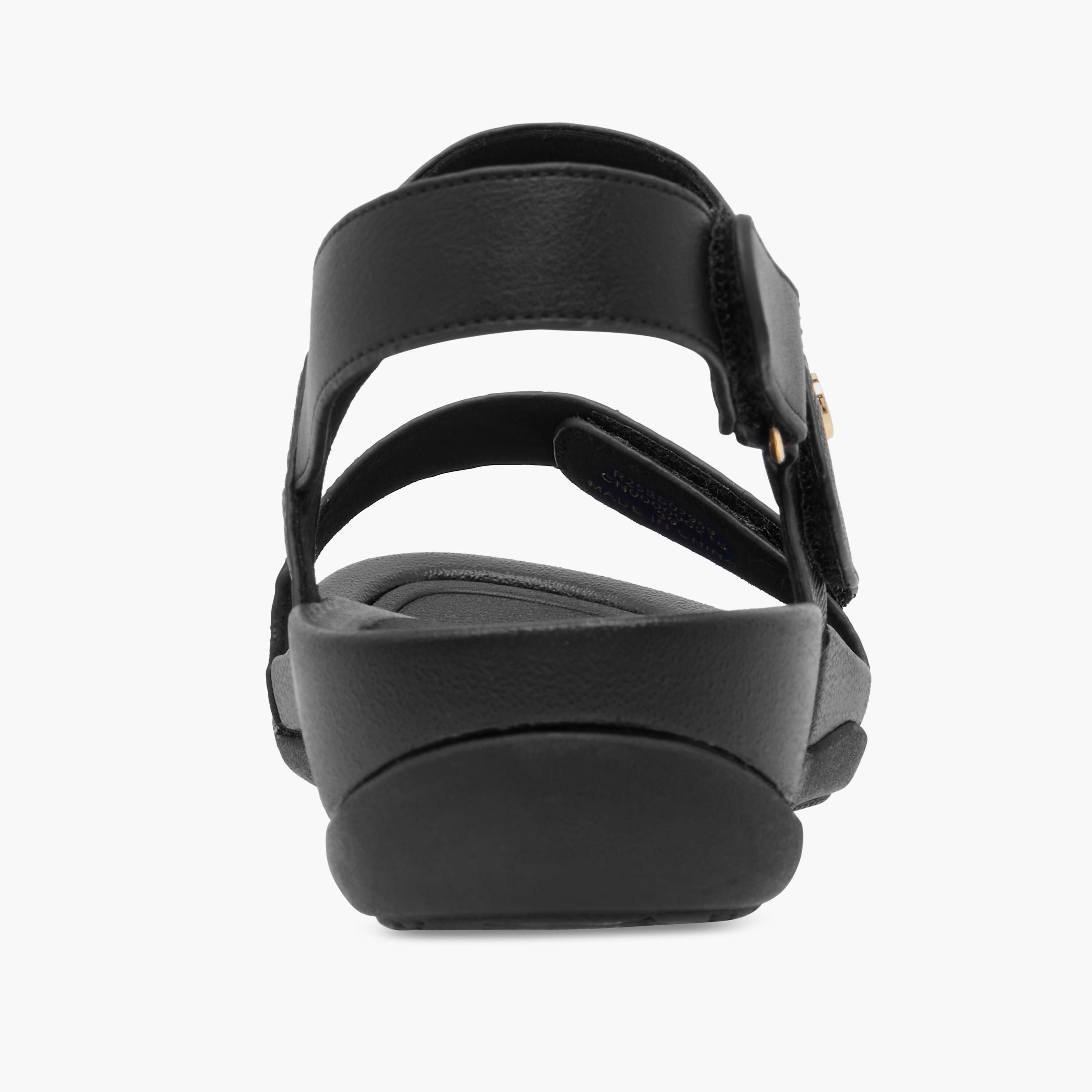 صندل مونوجرام مريح بارز الملمس بأحزمة وشريط إغلاق لاصق من لو كونفورت-women-shoes-flats-sandals-image-4