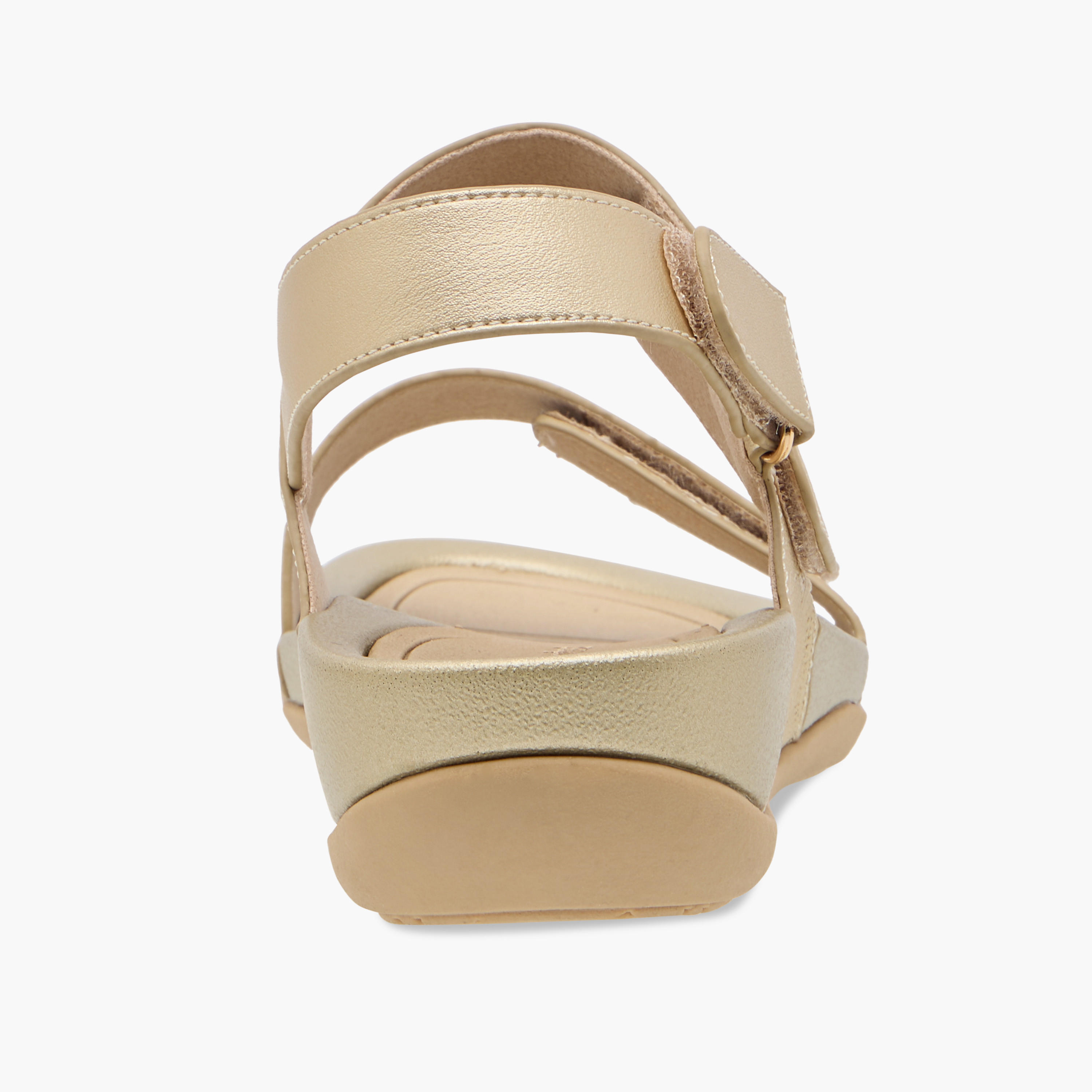 صندل مونوجرام مريح بارز الملمس بأحزمة وشريط إغلاق لاصق من لو كونفورت-women-shoes-flats-sandals-image-4