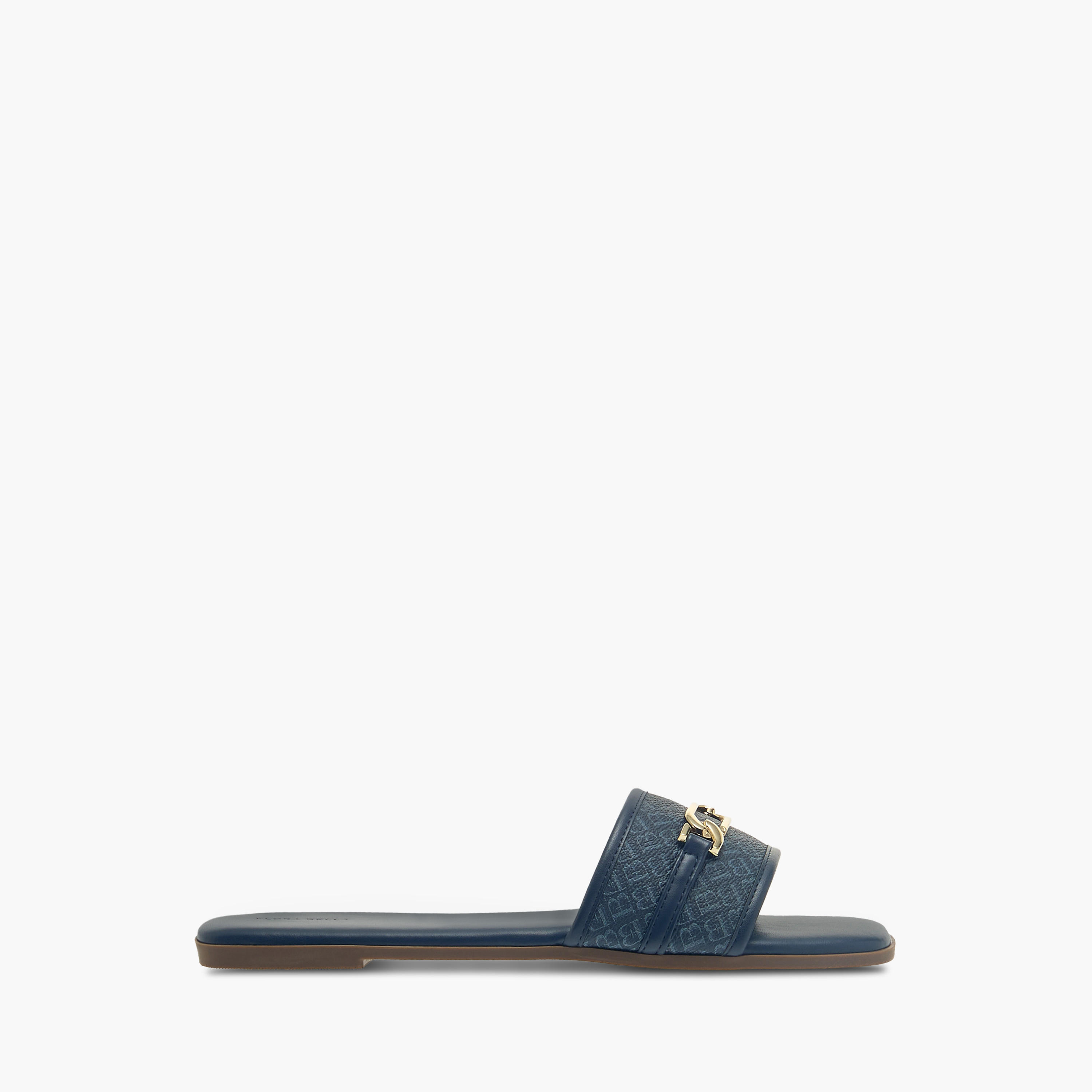 Flora Bella Monogram Print Slip-On Flat Sandals with Metal Accent-women-shoes-flats-sandals-image-3