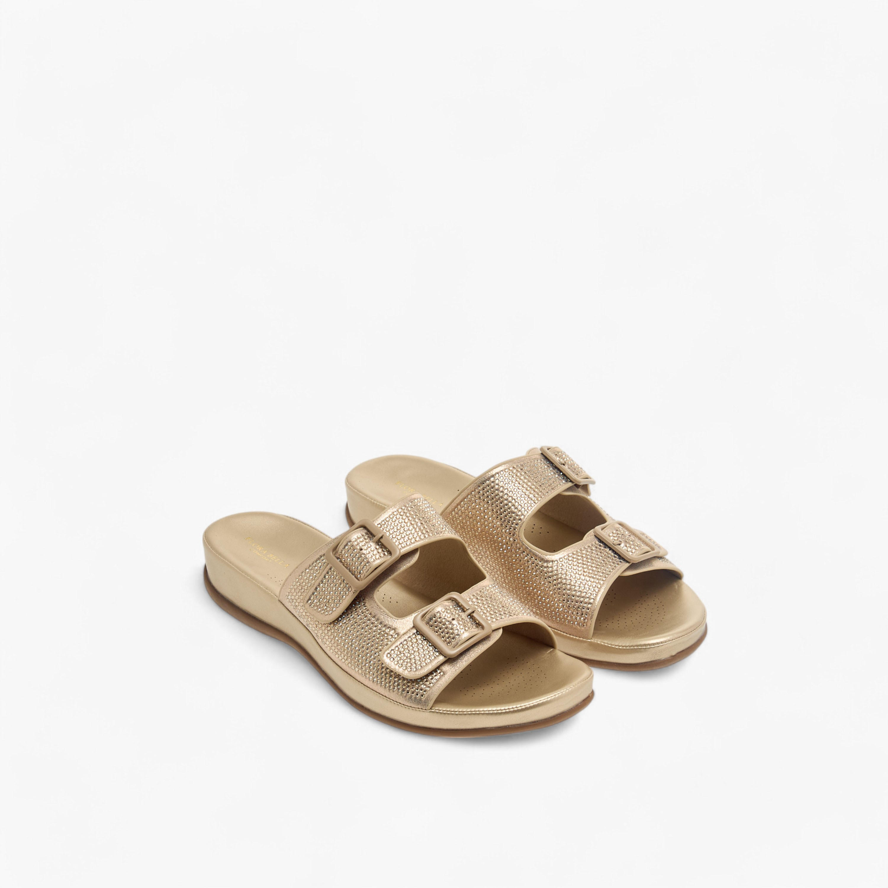 Flora Bella Embellished Slip-On Comfort Sandals with Buckle Accent-women-shoes-flats-sandals-image-1