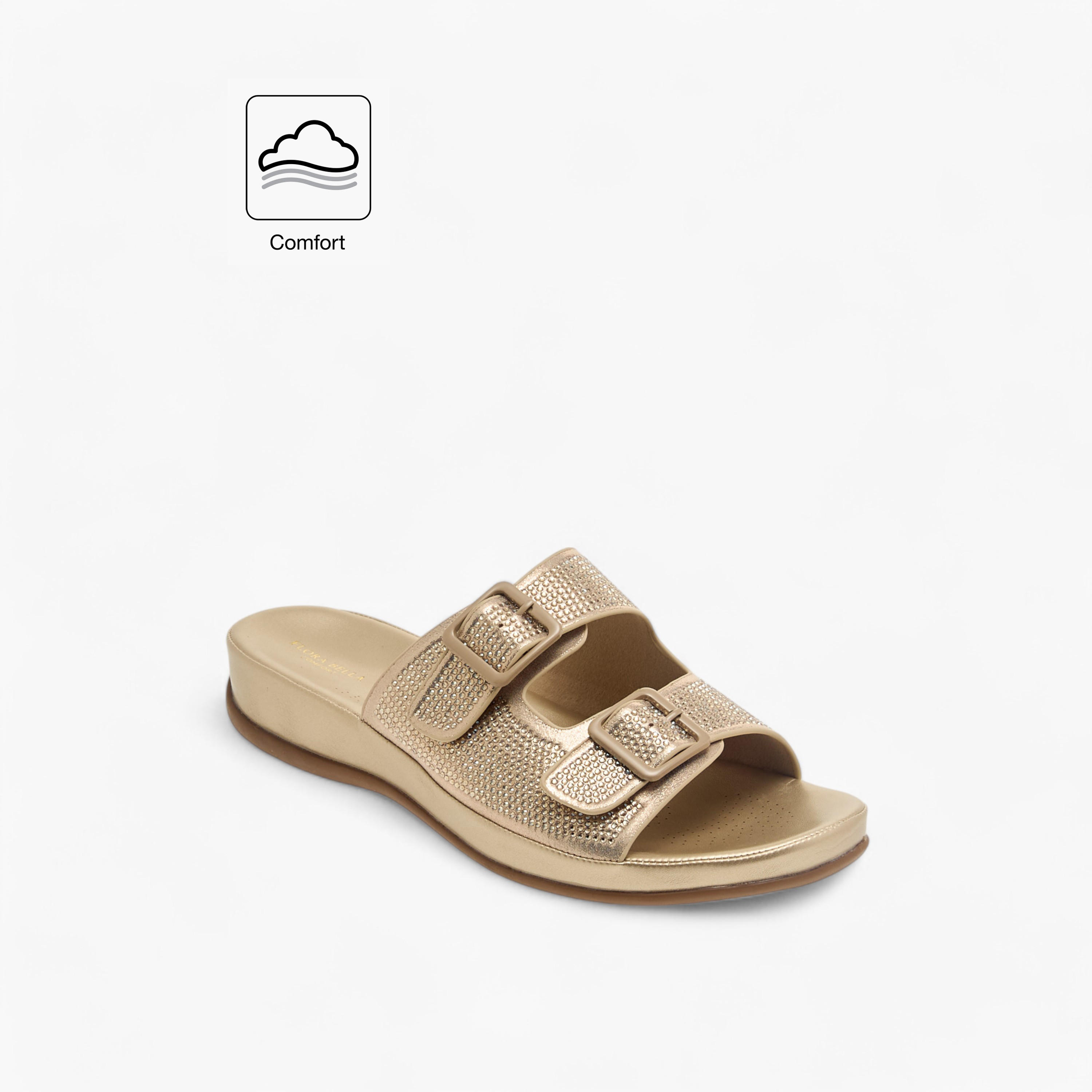 Flora Bella Embellished Slip-On Comfort Sandals with Buckle Accent-women-shoes-flats-sandals-image-2