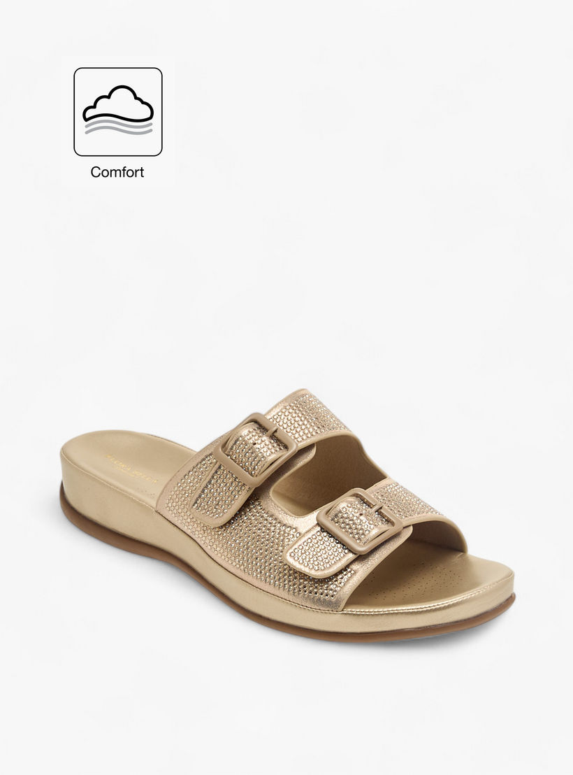 Flora Bella Embellished Slip-On Comfort Sandals with Buckle Accent-women-shoes-flats-sandals-image-2