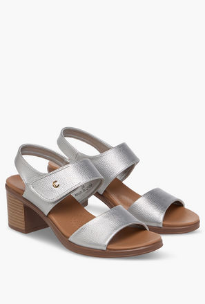 صندل سادة بكعب سميك وشريط إغلاق لاصق من لو كونفورت-women-shoes-sandals-heeled-image-1