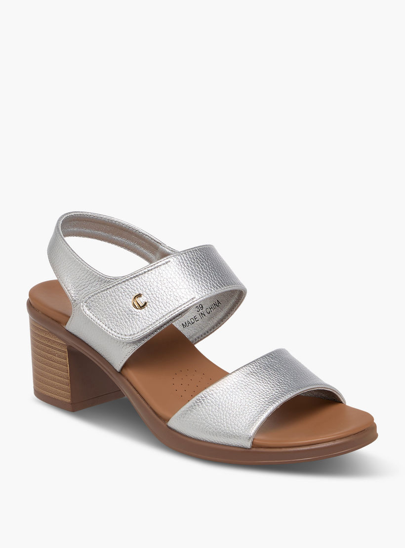 صندل سادة بكعب سميك وشريط إغلاق لاصق من لو كونفورت-women-shoes-sandals-heeled-image-2