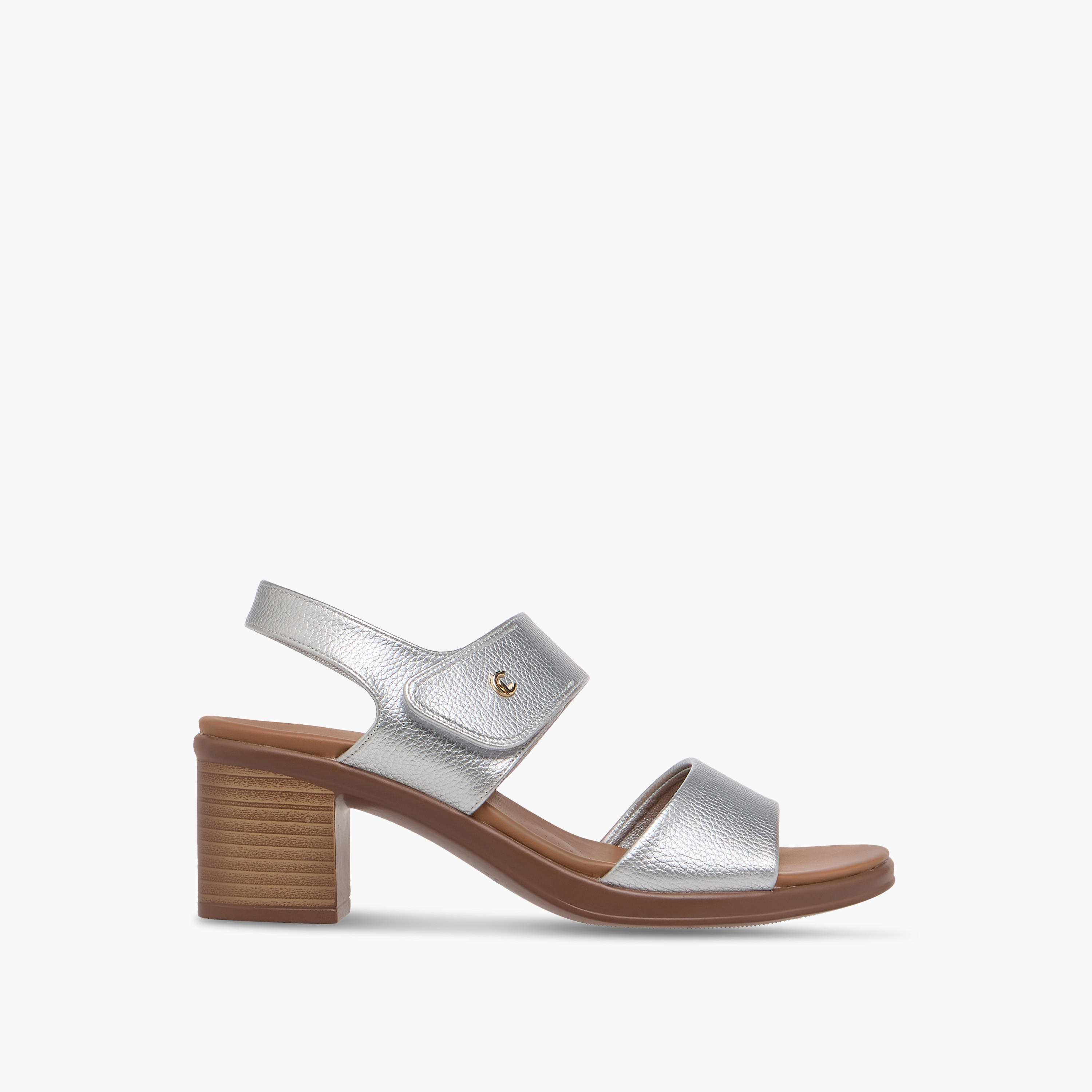 صندل سادة بكعب سميك وشريط إغلاق لاصق من لو كونفورت-women-shoes-sandals-heeled-image-3