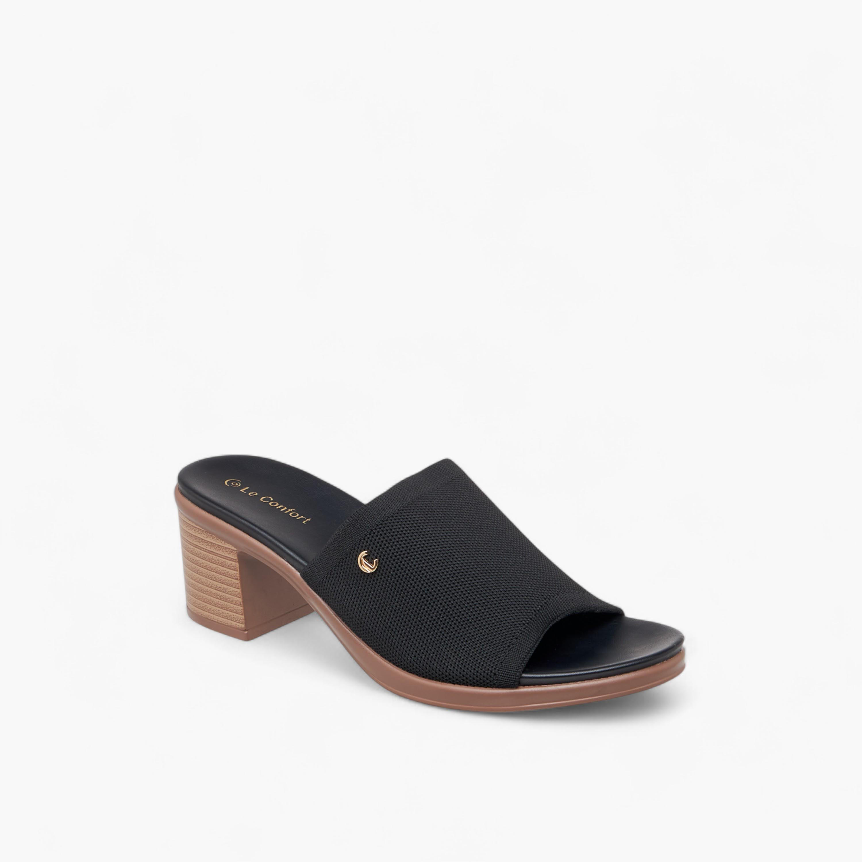 Le Confort Textured Slip-On Sandals with Block Heels-women-shoes-sandals-heeled-image-2
