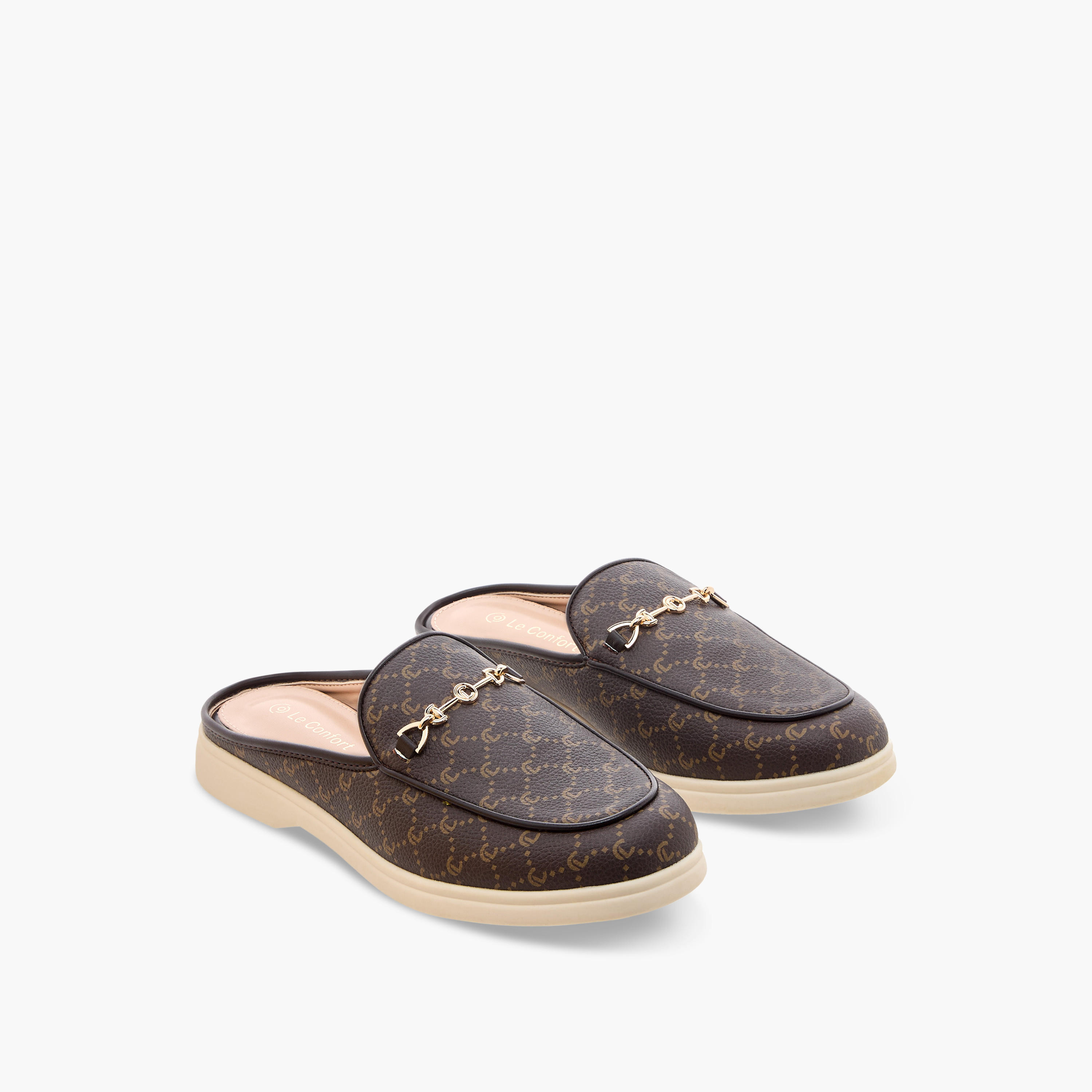 Le Confort Monogram Print Slip-On Mules-women-shoes-flats-mules-image-1