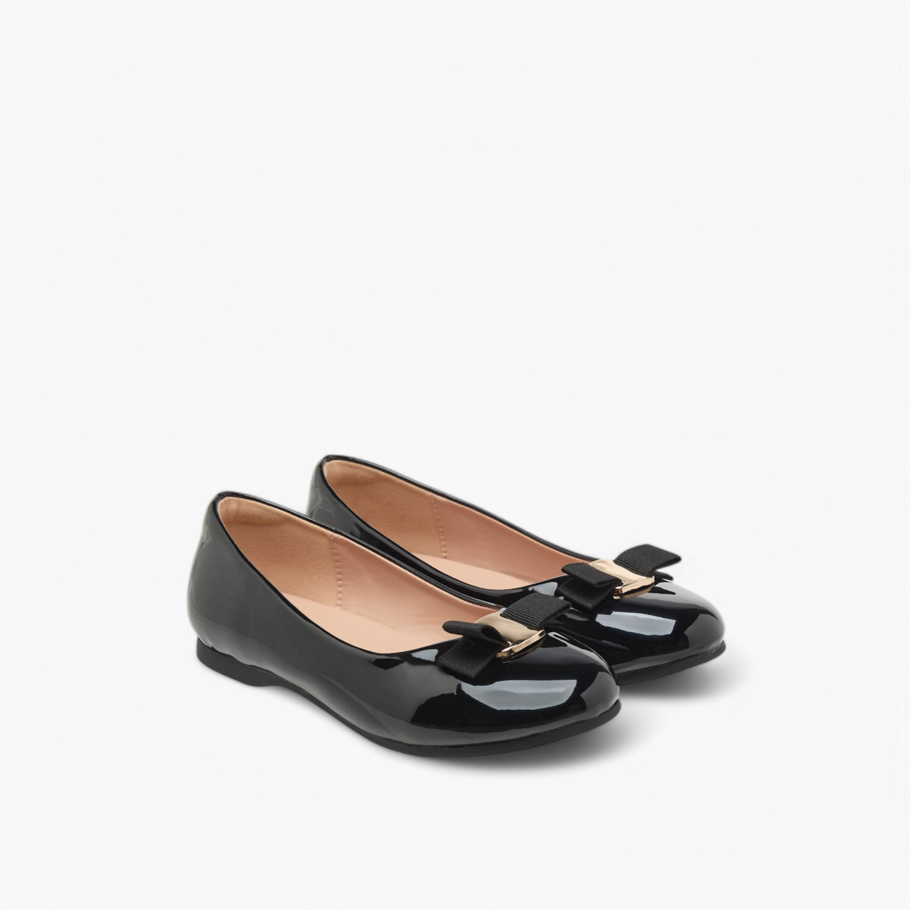 Juniors Bow Detail Slip-On Ballerina Shoes-girls-shoes-ballerinas-image-1