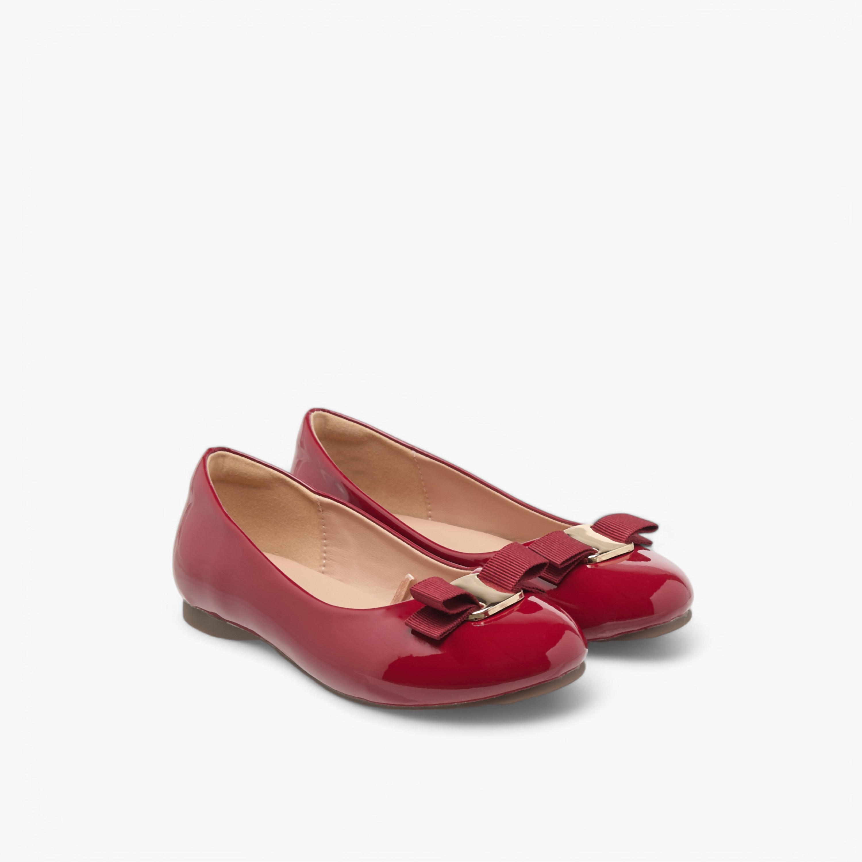 Juniors Bow Detail Slip-On Ballerina Shoes-girls-shoes-ballerinas-image-1