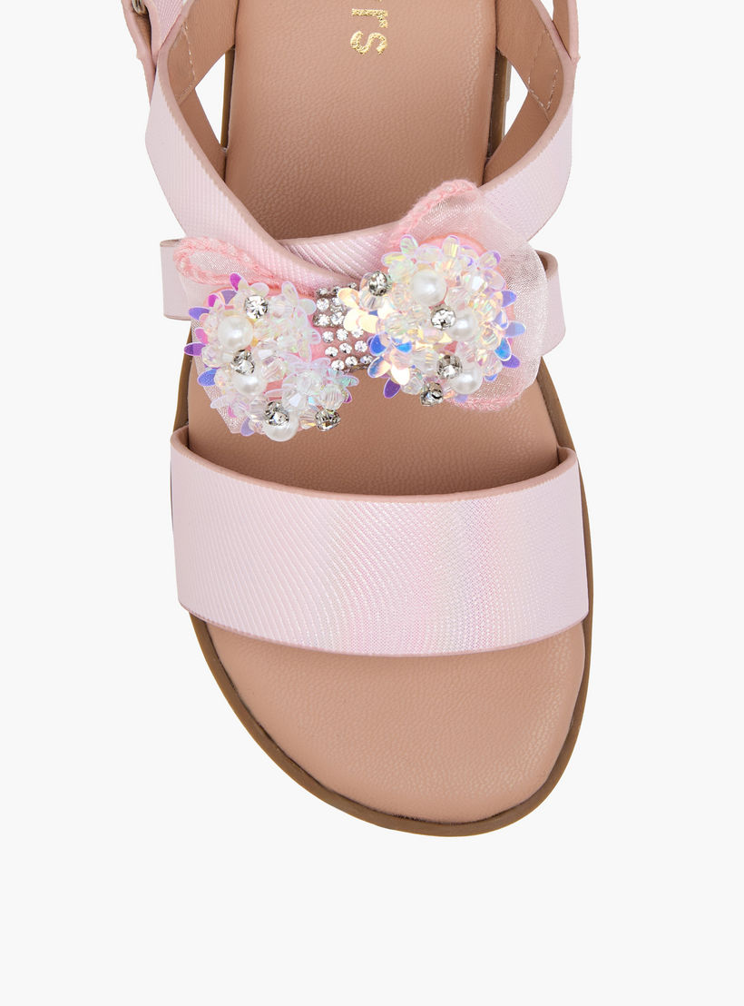 Juniors Solid Open Toe Sandals with Hook and Loop Closure-girls-shoes-sandals-image-3