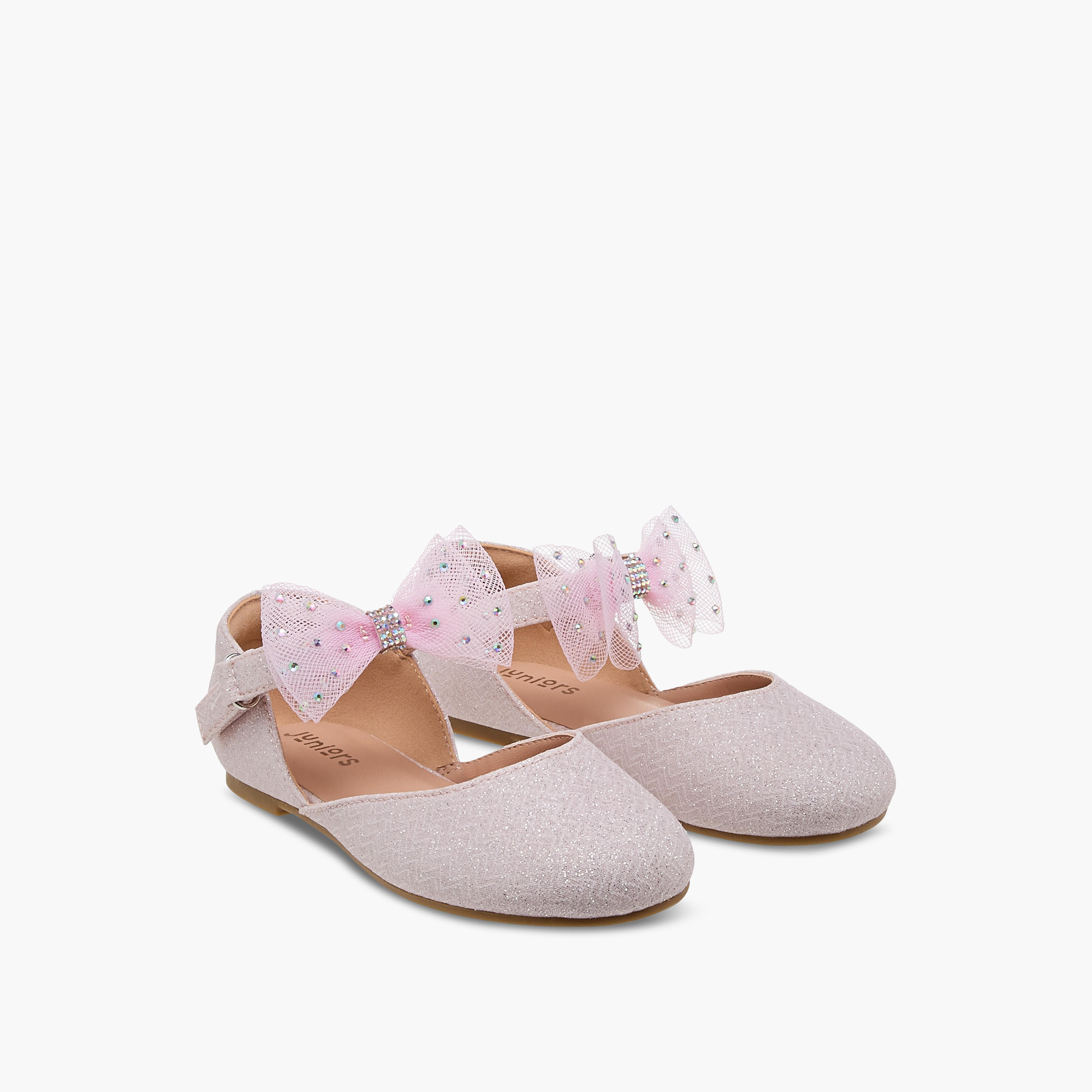 Juniors Embellished Ballerina with Hook and Loop Closure-girls-shoes-ballerinas-image-1