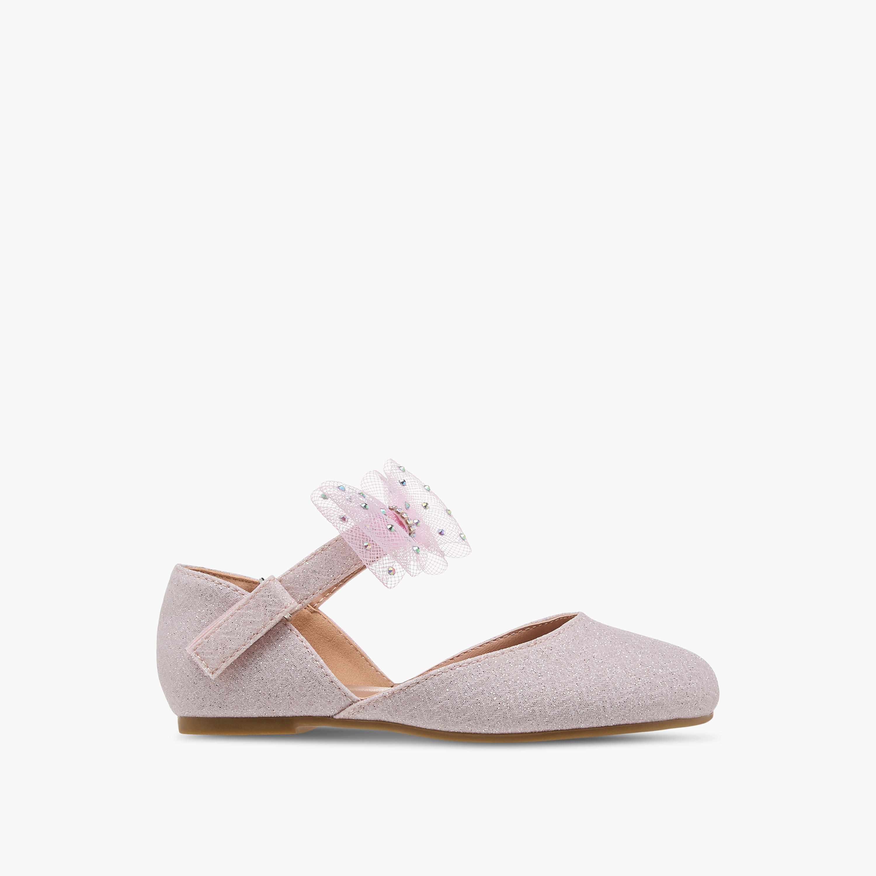 Juniors Embellished Ballerina with Hook and Loop Closure-girls-shoes-ballerinas-image-3