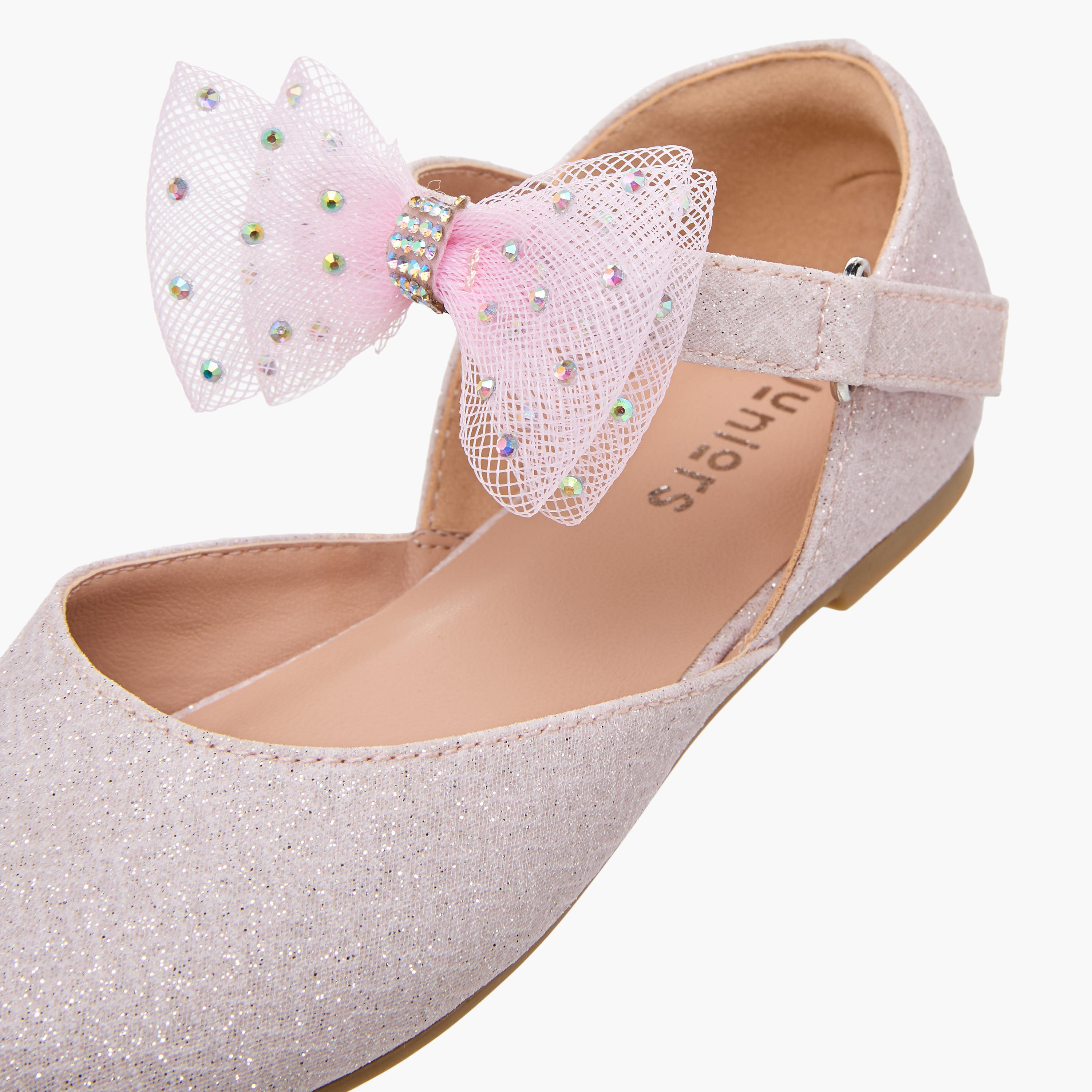 Juniors Embellished Ballerina with Hook and Loop Closure-girls-shoes-ballerinas-image-6