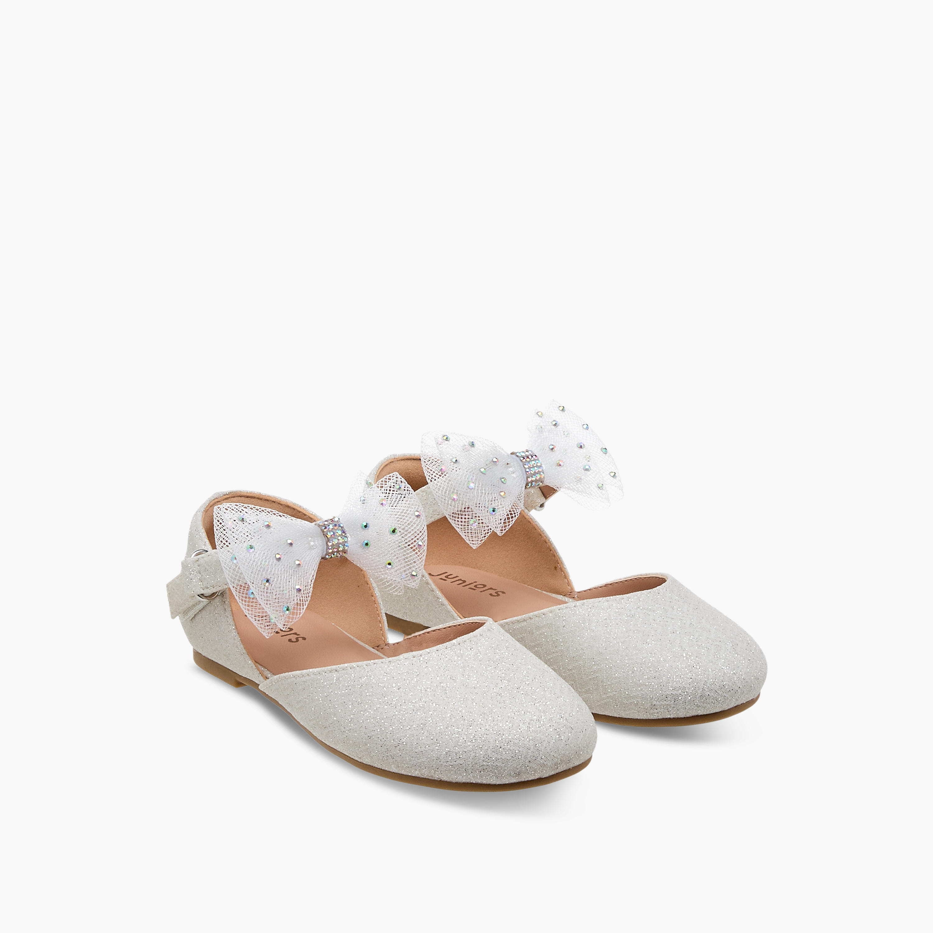 Juniors Embellished Ballerina with Hook and Loop Closure-girls-shoes-ballerinas-image-1