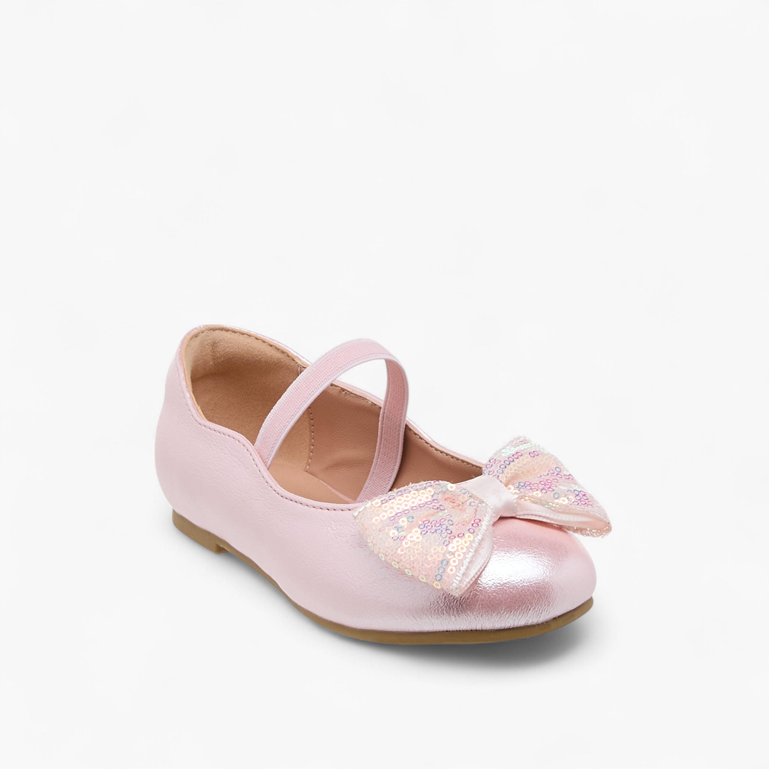 Juniors Bow Accent Ballerina Shoes with Elastic Closure-girls-shoes-ballerinas-image-2