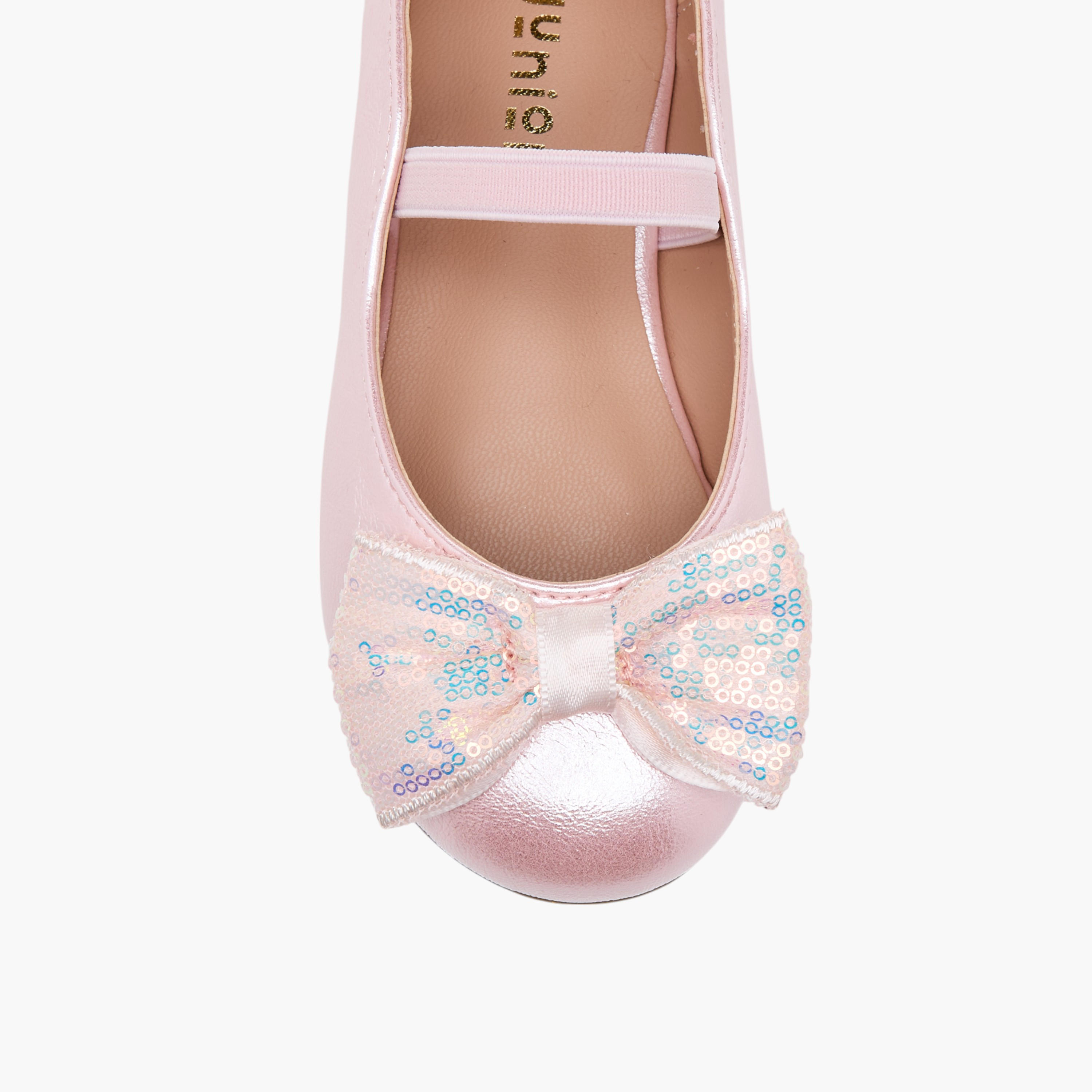 Juniors Bow Accent Ballerina Shoes with Elastic Closure-girls-shoes-ballerinas-image-4