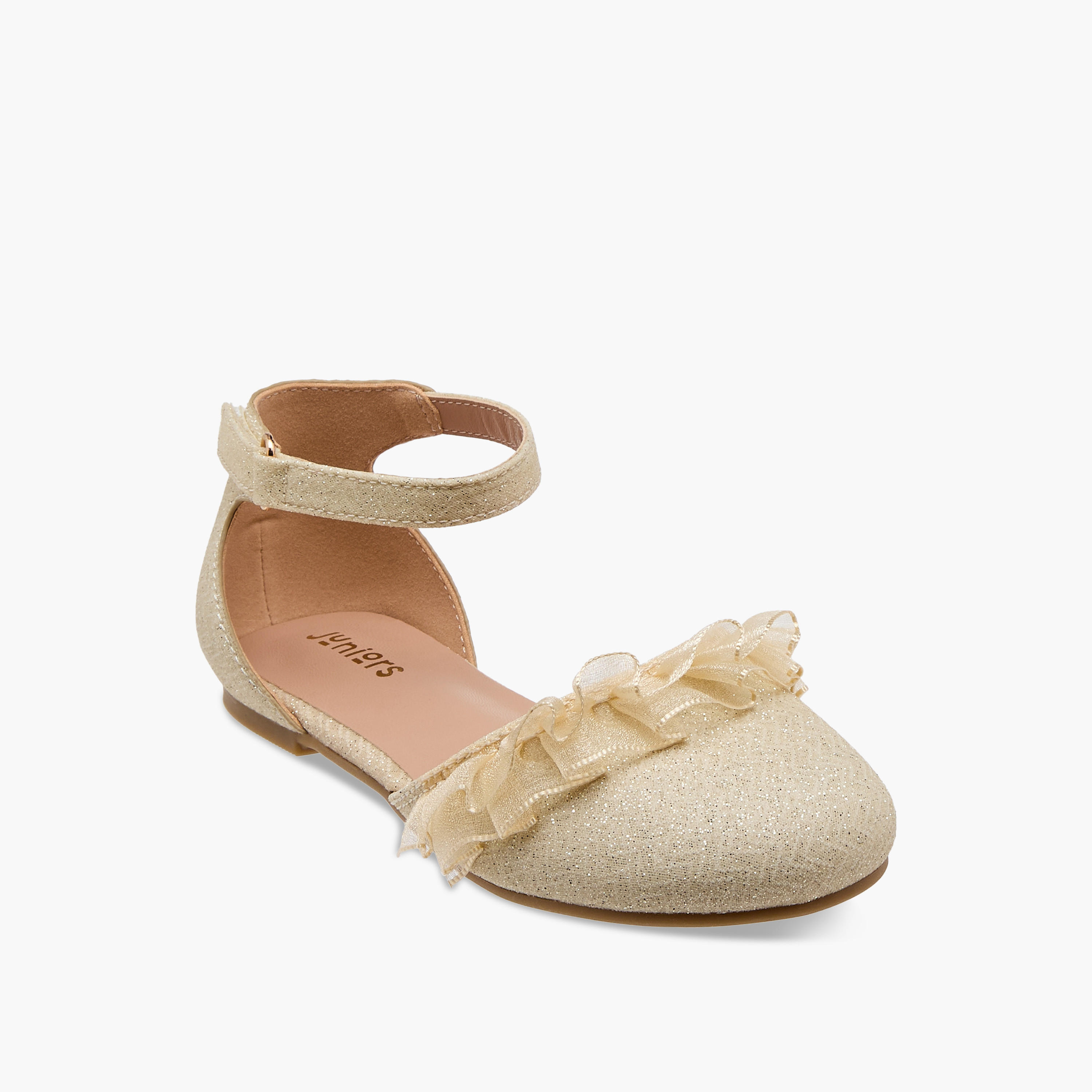 حذاء باليرينا مزين بالجليتر بشريط إغلاق لاصق من جونيورز-girls-shoes-ballerinas-image-2