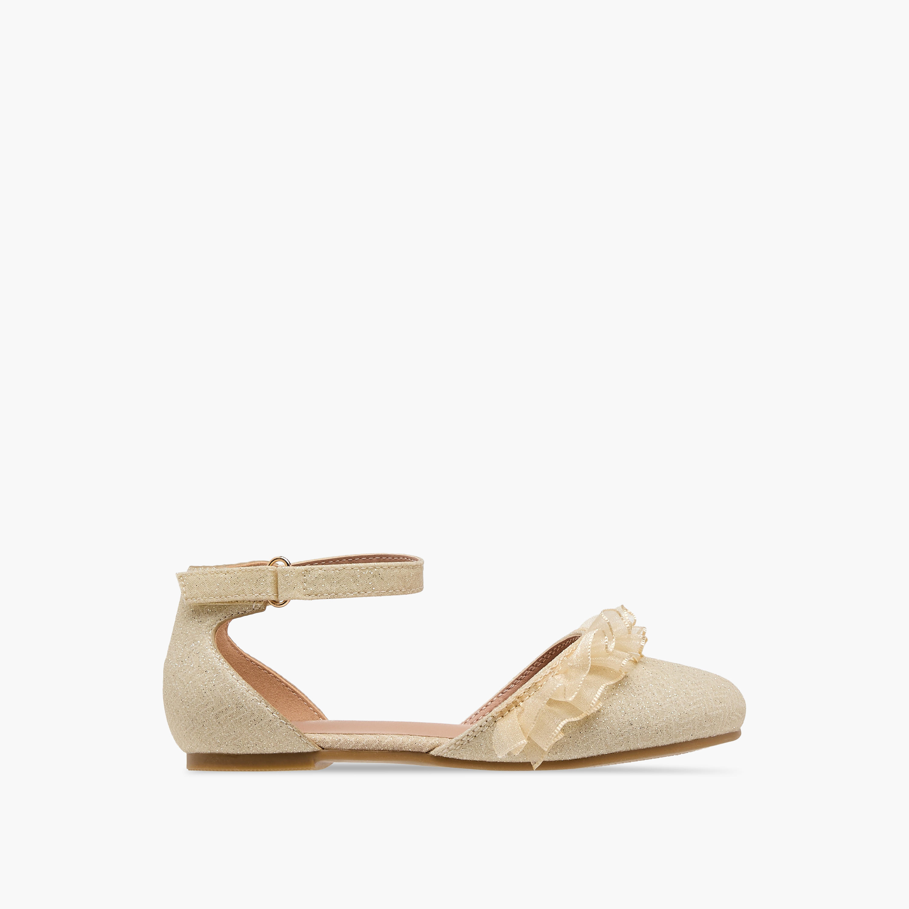 حذاء باليرينا مزين بالجليتر بشريط إغلاق لاصق من جونيورز-girls-shoes-ballerinas-image-3