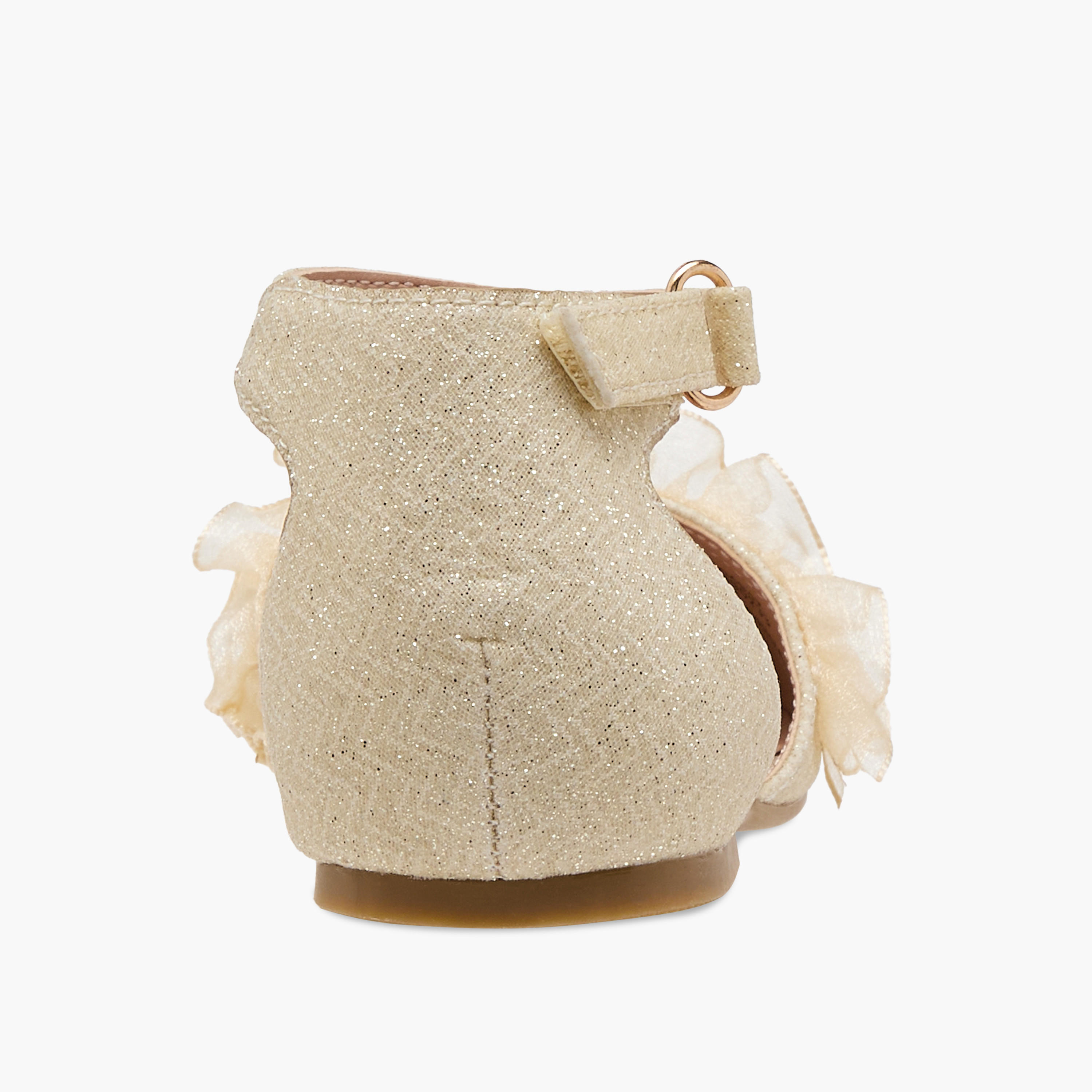حذاء باليرينا مزين بالجليتر بشريط إغلاق لاصق من جونيورز-girls-shoes-ballerinas-image-5