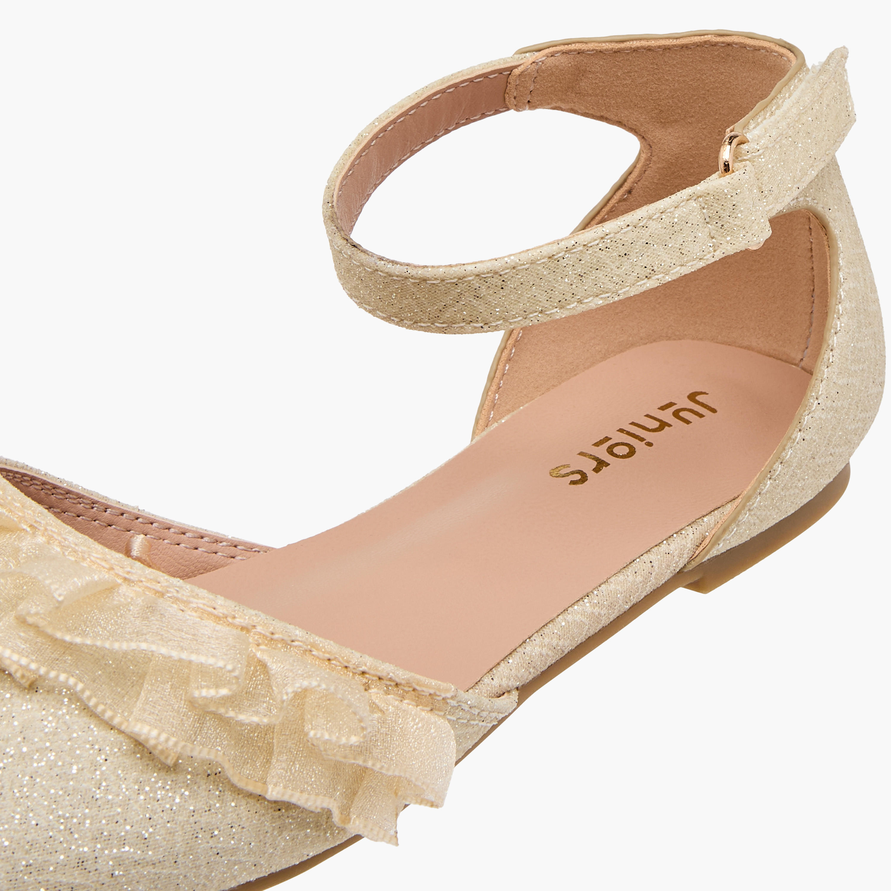 حذاء باليرينا مزين بالجليتر بشريط إغلاق لاصق من جونيورز-girls-shoes-ballerinas-image-6