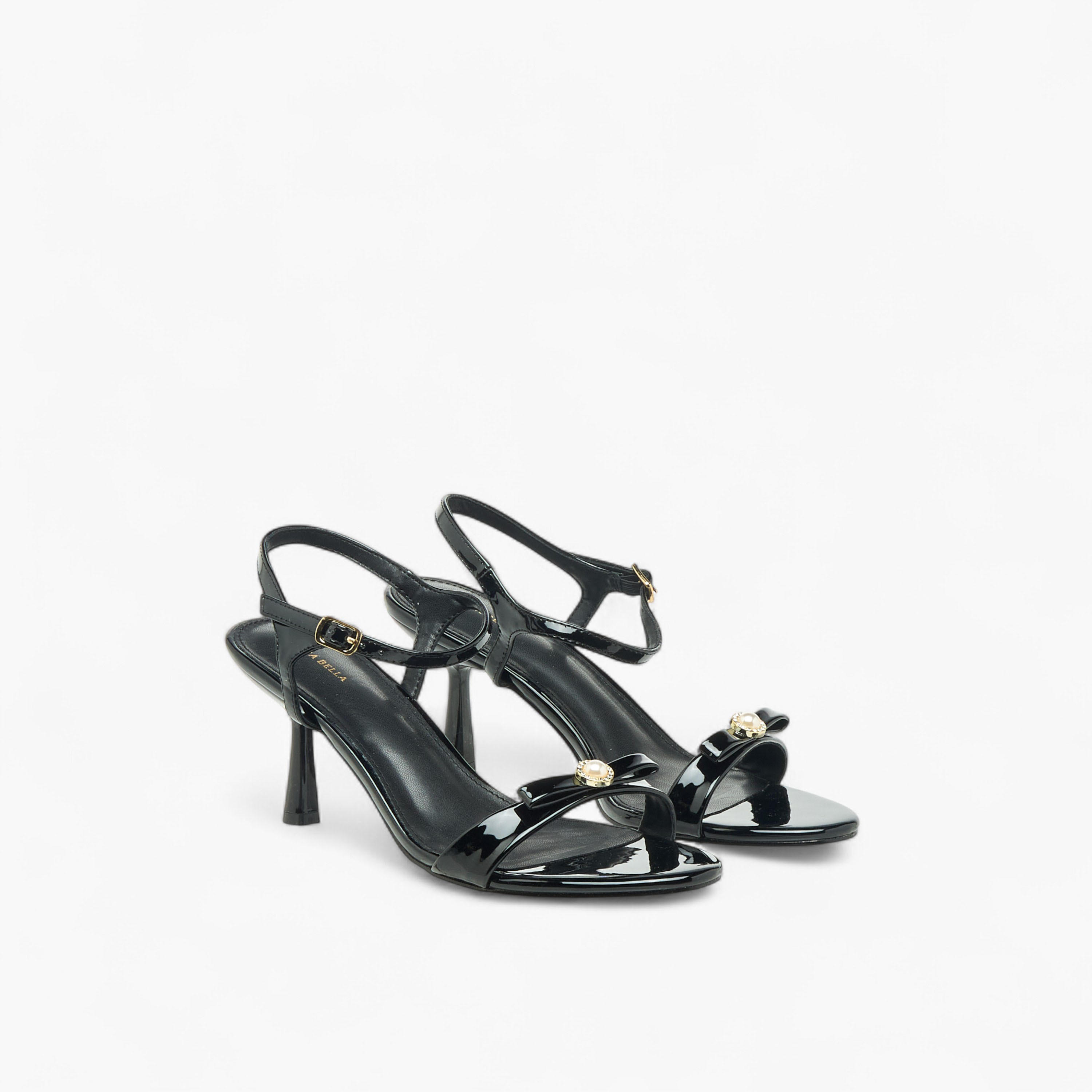 Flora Bella Womens Bow Detail Flared Heel Strap Sandals-women-shoes-sandals-heeled-image-1