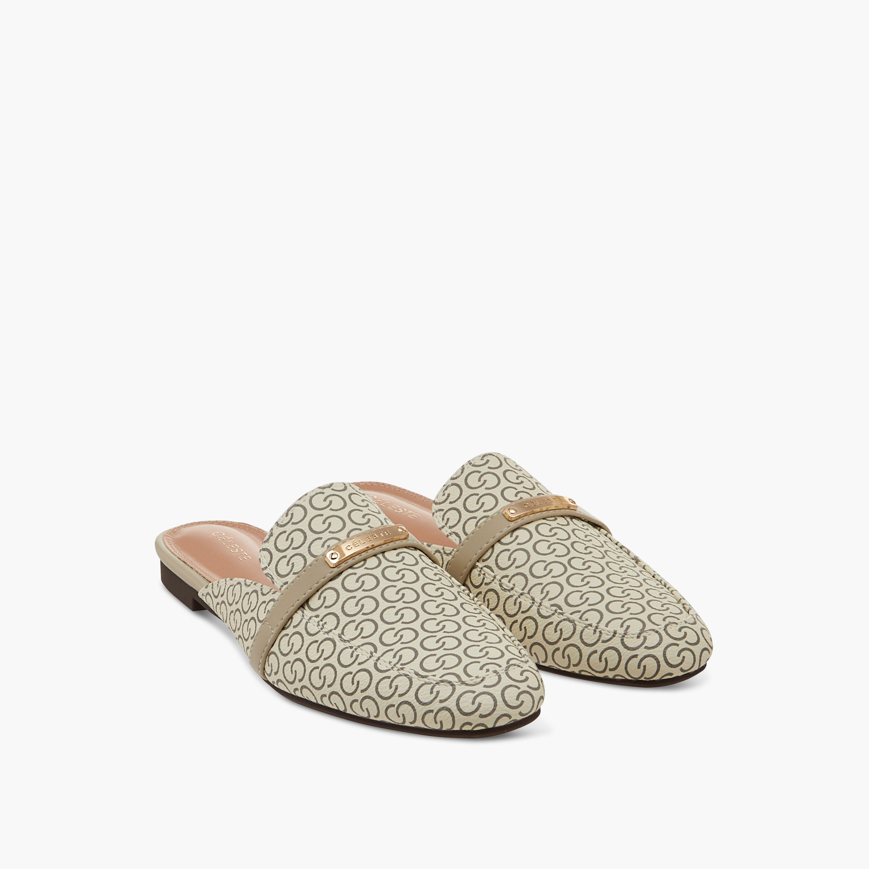 Celeste Women's Monogram Print Slip-On Mules-women-shoes-flats-mules-image-1