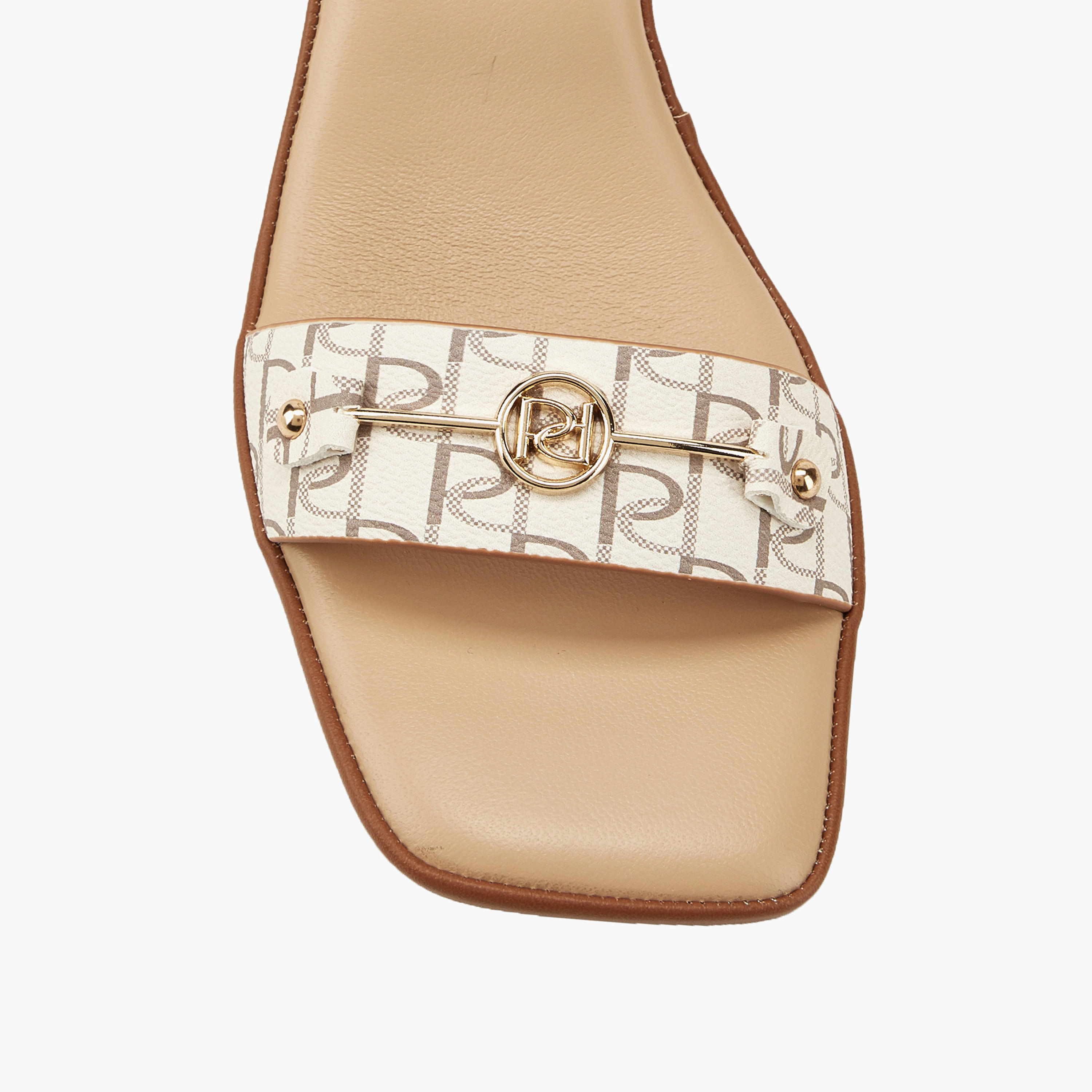 Paprika Metal Accent Block Heel Sandals with Buckle Closure-women-shoes-heels-image-4
