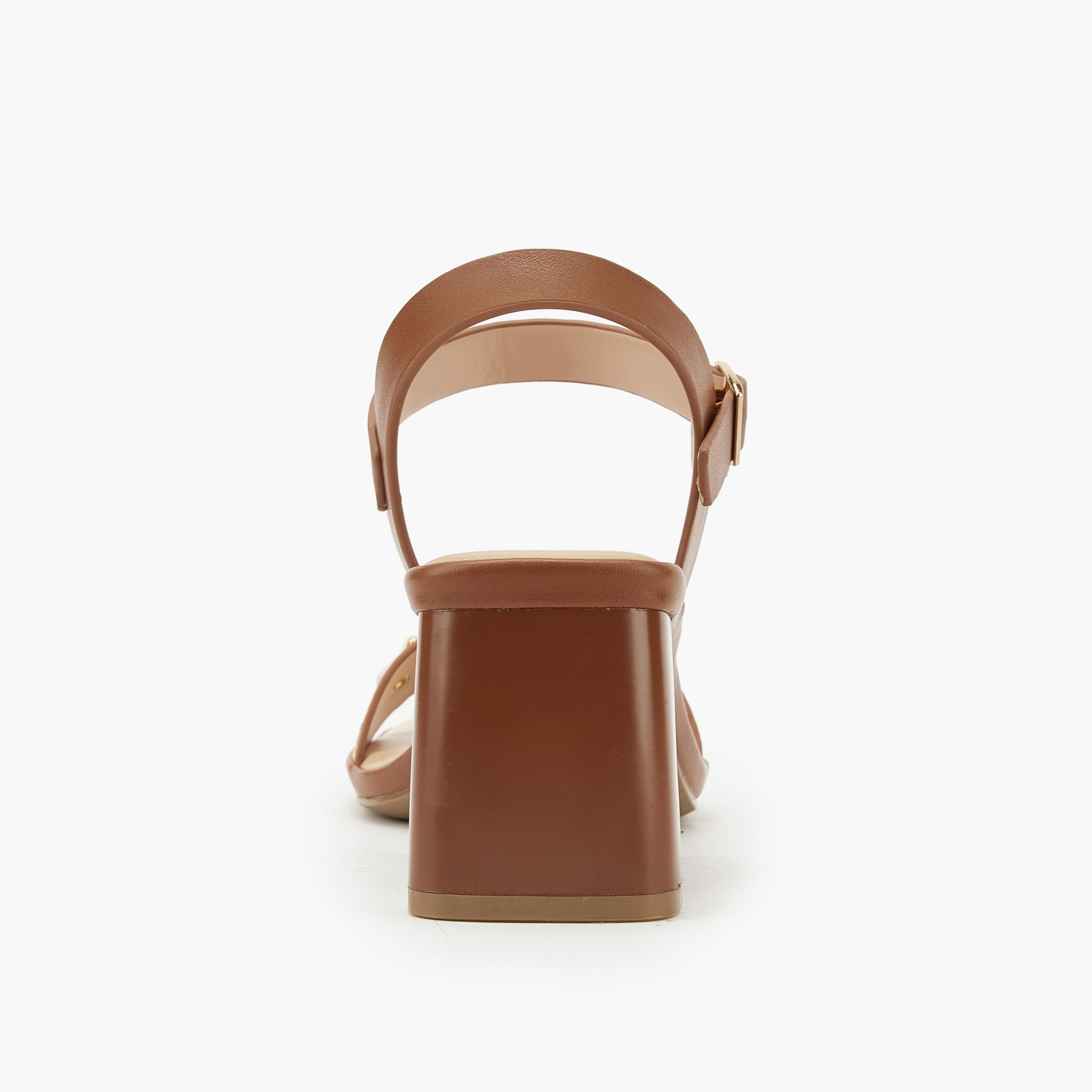 Paprika Metal Accent Block Heel Sandals with Buckle Closure-women-shoes-heels-image-5
