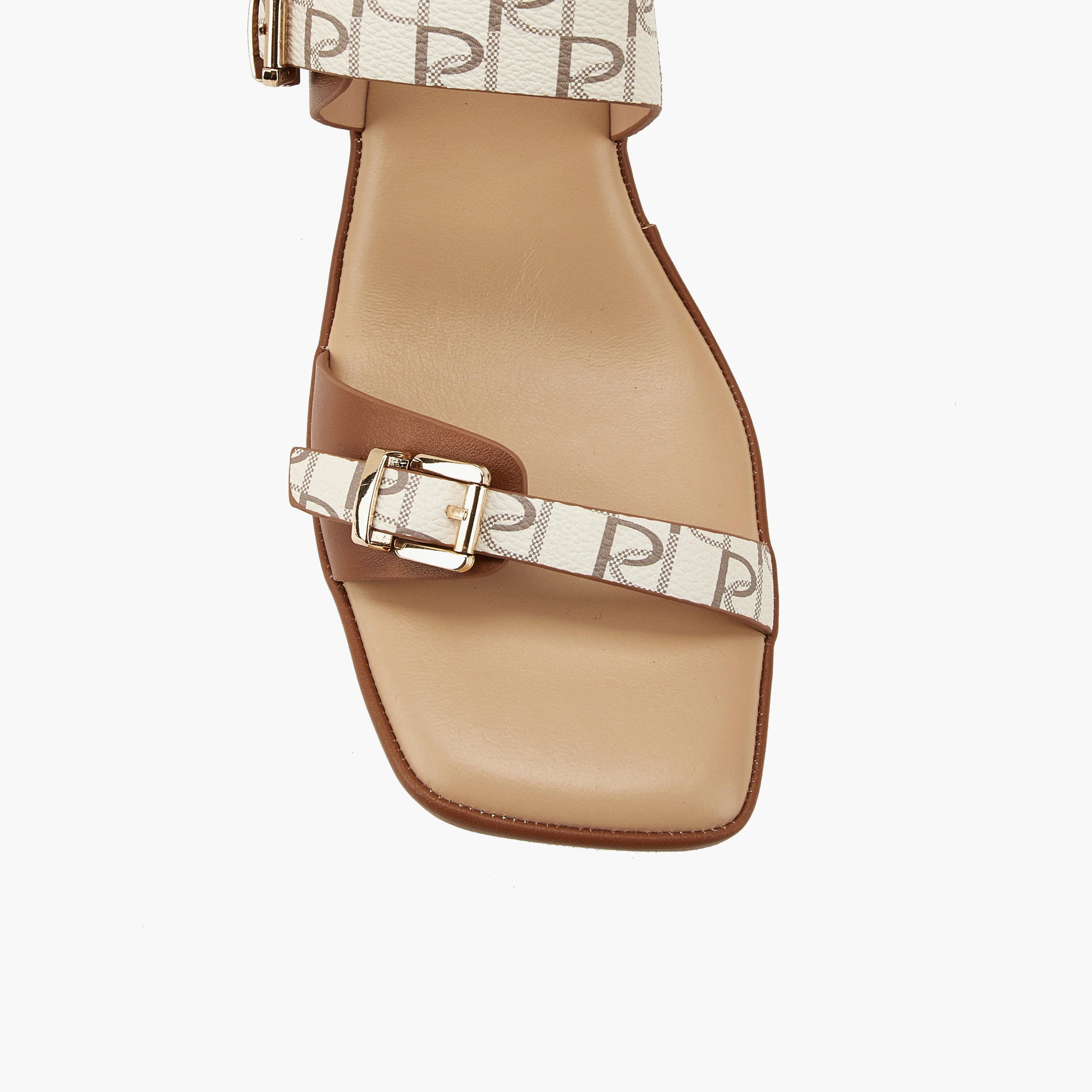 Paprika Buckle Accent Slip-On Sandals with Block Heels-women-shoes-heels-image-4