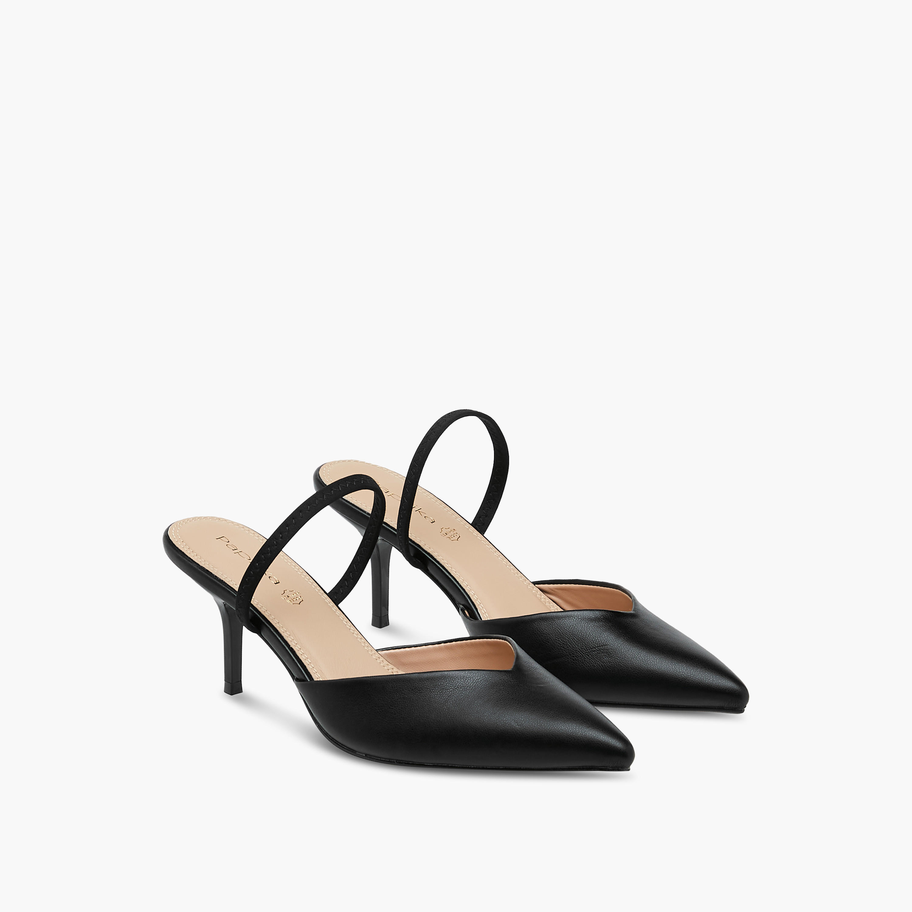 Paprika Pointed Toe Slip-On Shoes with Stiletto Heels-women-shoes-heels-image-1