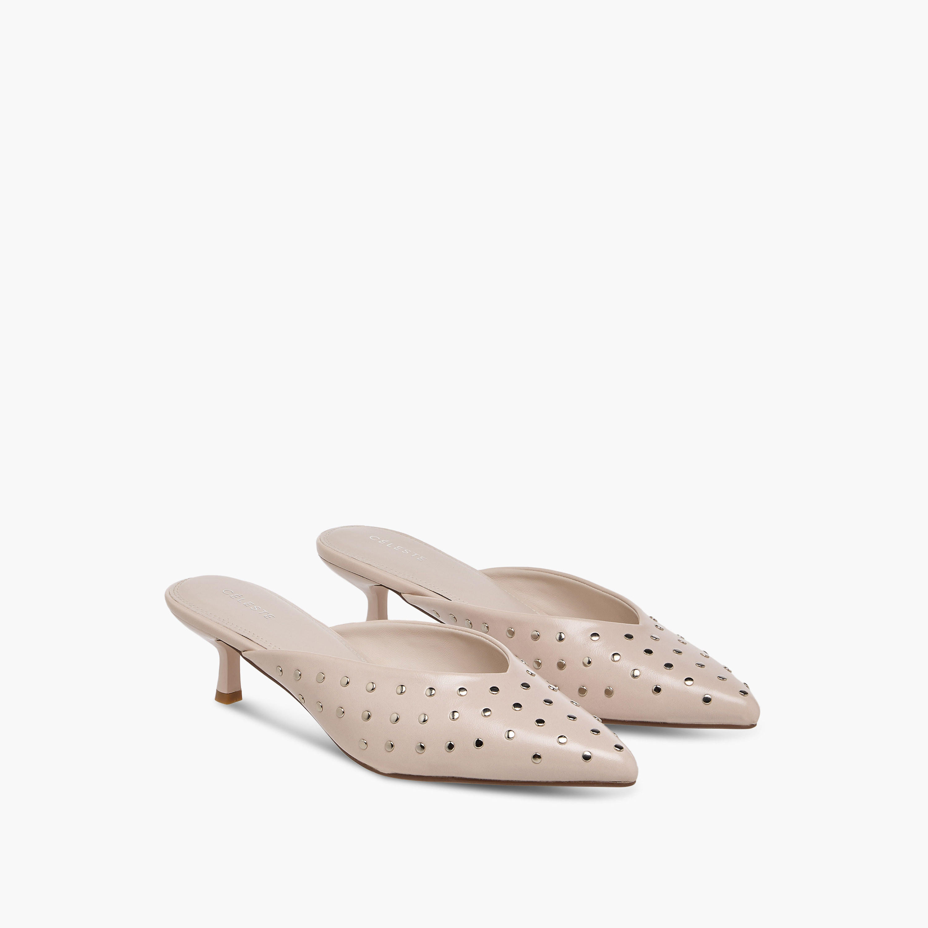 Celeste Women's Embellised Slip-On Mules with Kitten Heels-women-shoes-heels-image-1