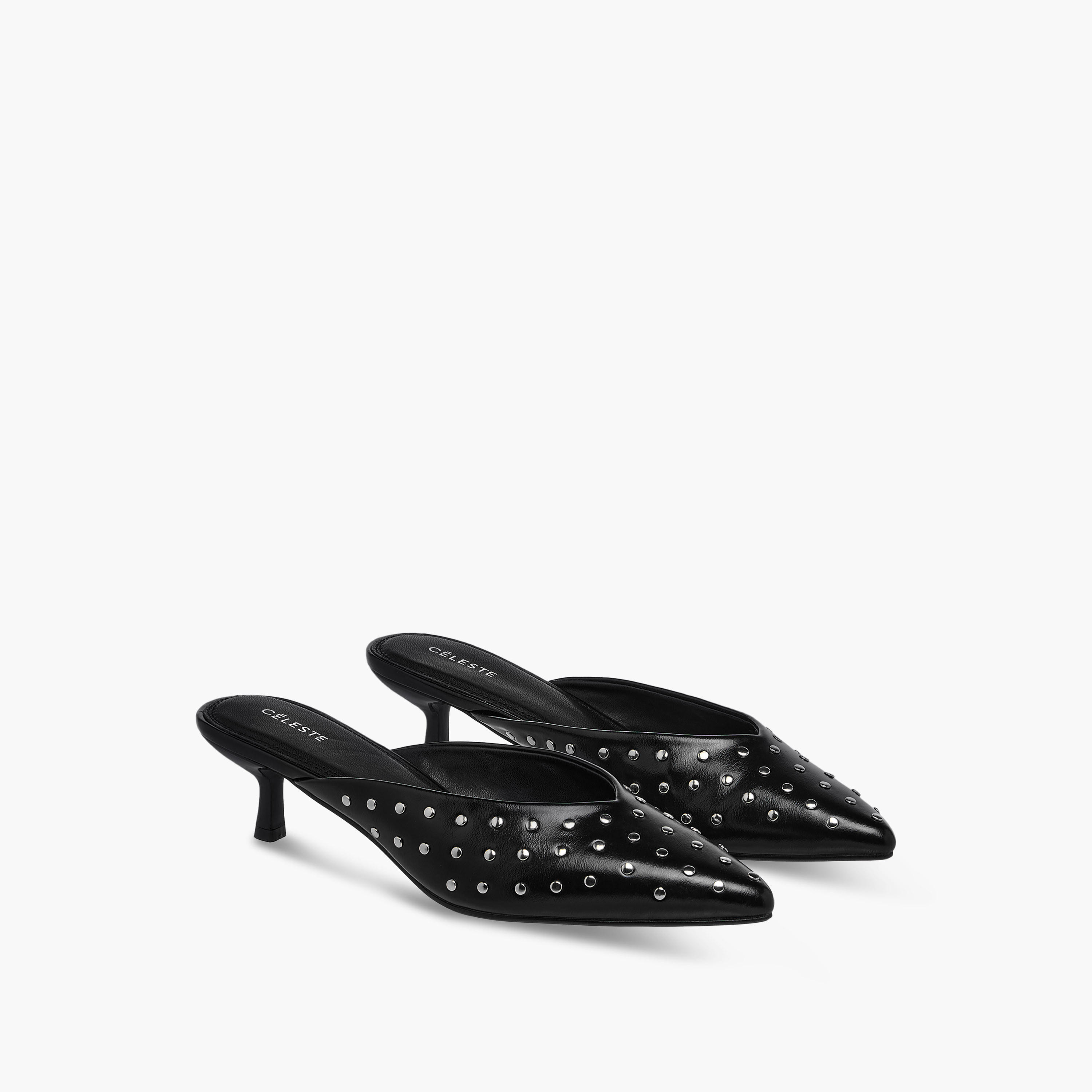 Celeste Women's Embellised Slip-On Mules with Kitten Heels-women-shoes-heels-image-1
