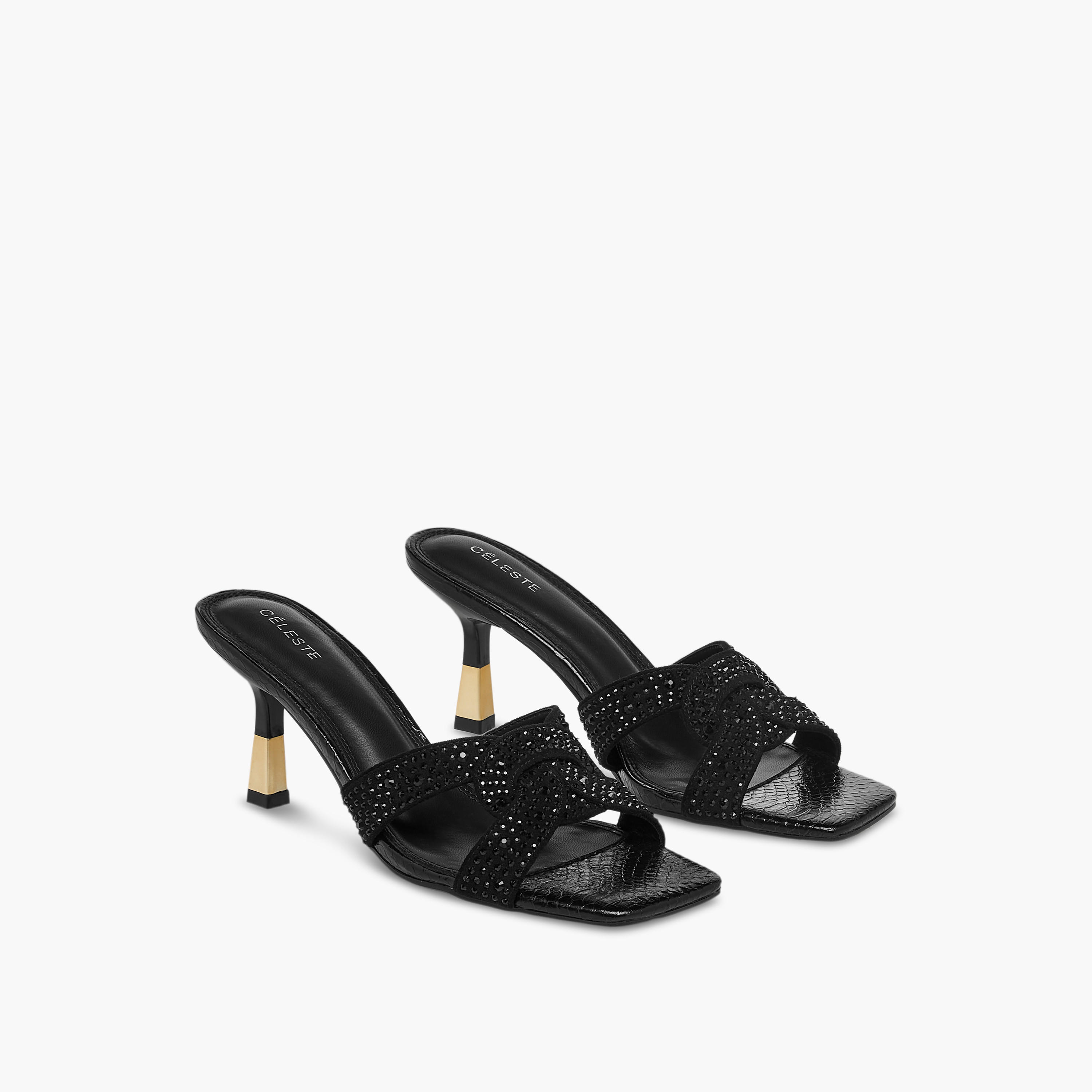 Celeste Women's Embellished Slip-On Sandals with Flared Heels-women-shoes-sandals-heeled-image-1