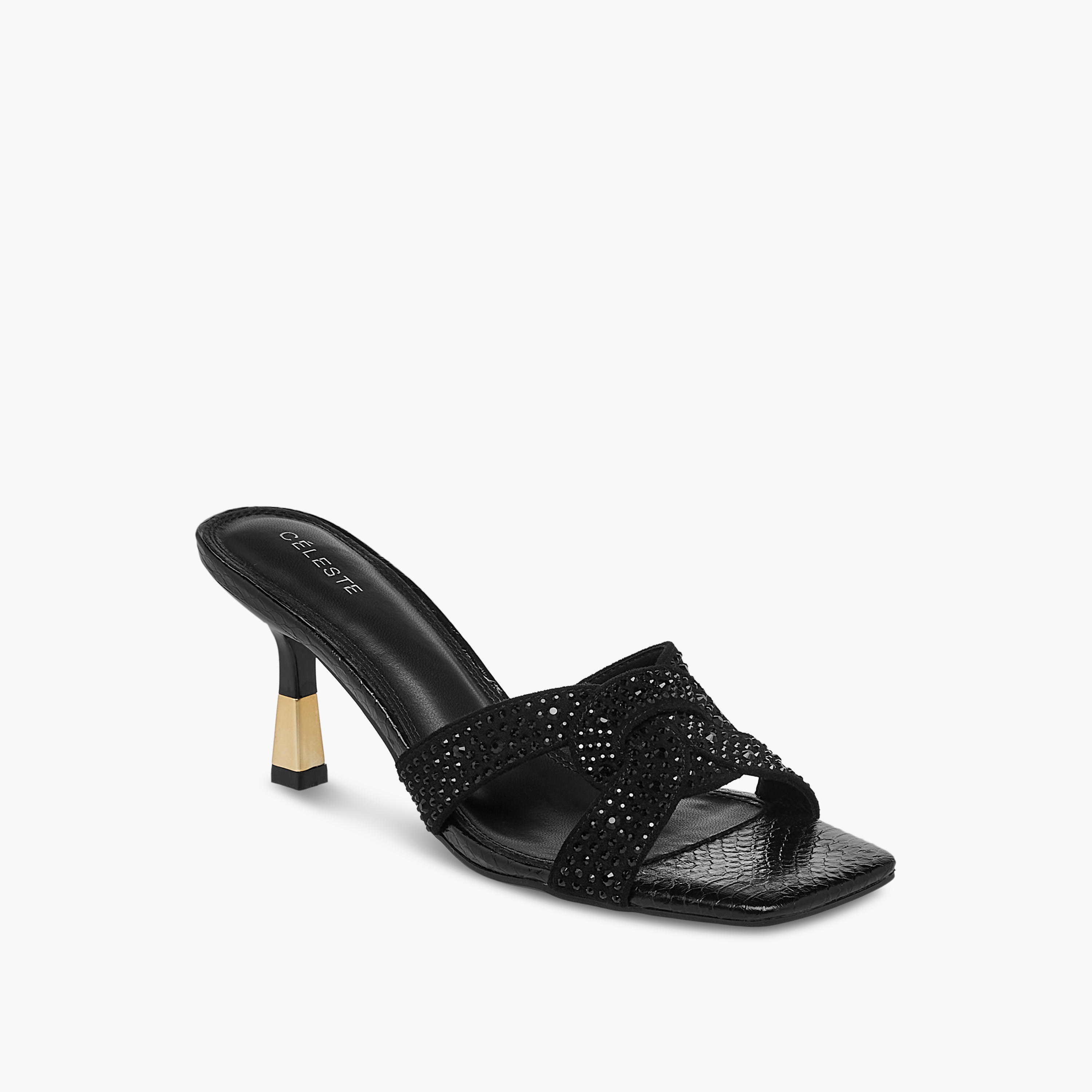 Celeste Women's Embellished Slip-On Sandals with Flared Heels-women-shoes-sandals-heeled-image-2