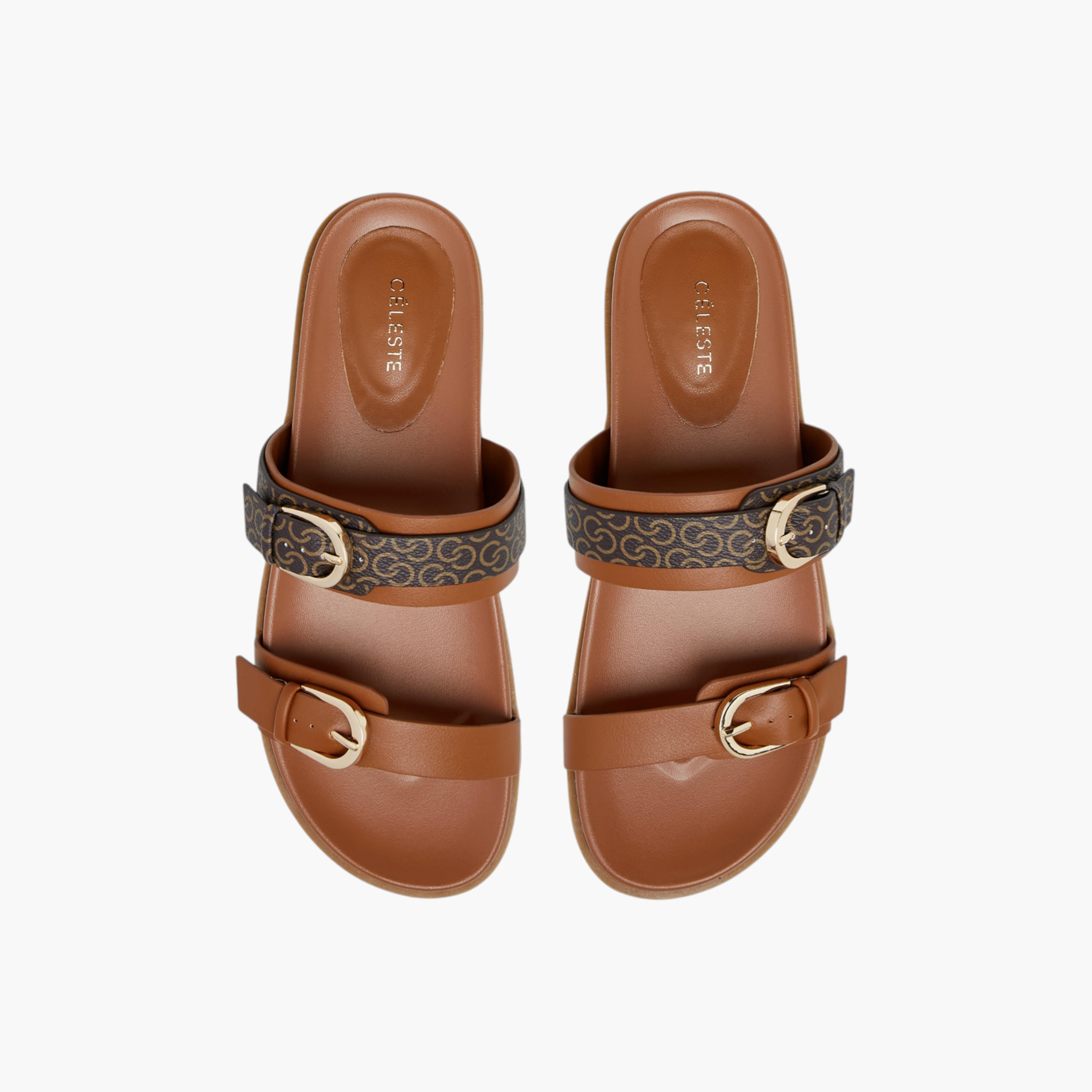 Celeste Women's Buckle Accent Slip-On Sandals-women-shoes-flats-sandals-image-1